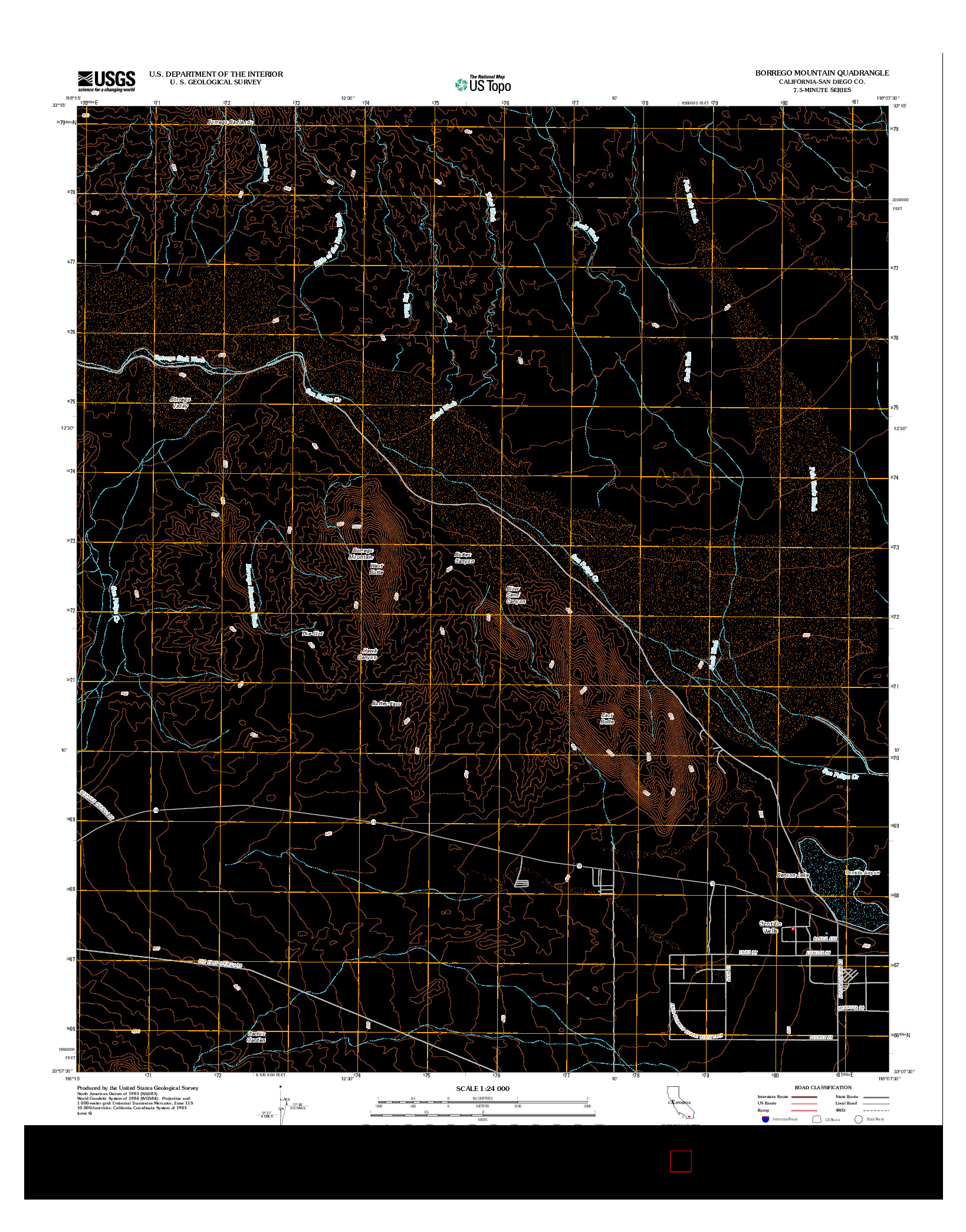 USGS US TOPO 7.5-MINUTE MAP FOR BORREGO MOUNTAIN, CA 2012