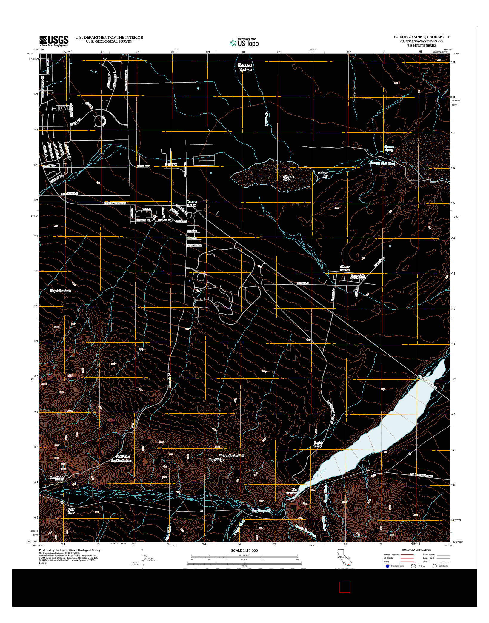 USGS US TOPO 7.5-MINUTE MAP FOR BORREGO SINK, CA 2012