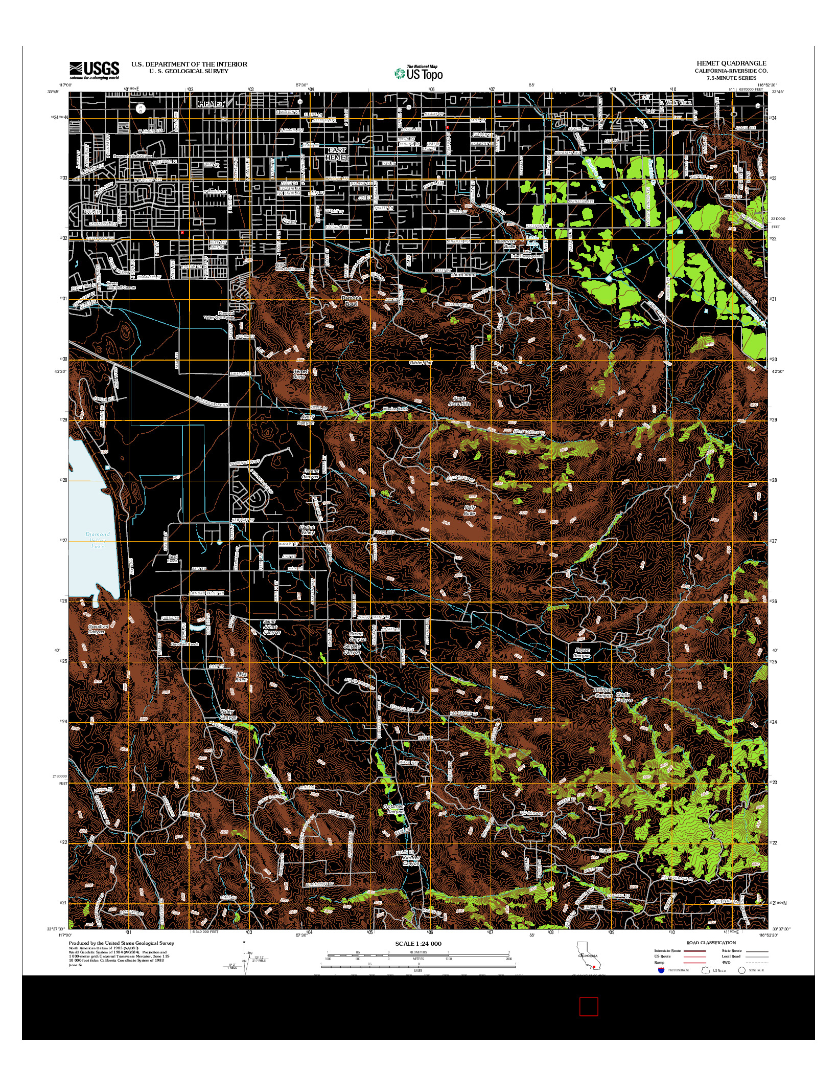 USGS US TOPO 7.5-MINUTE MAP FOR HEMET, CA 2012