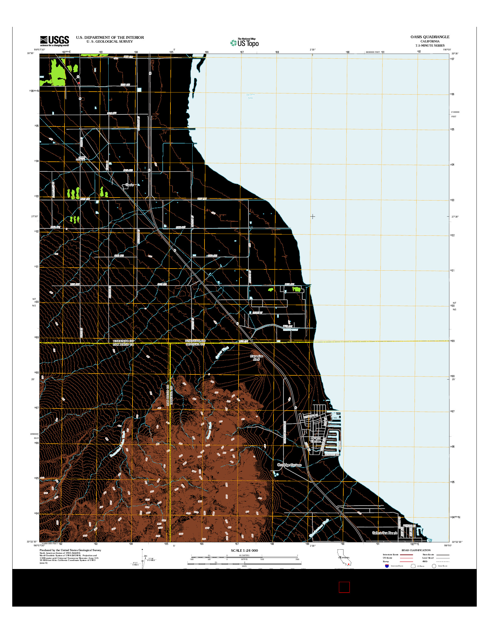 USGS US TOPO 7.5-MINUTE MAP FOR OASIS, CA 2012