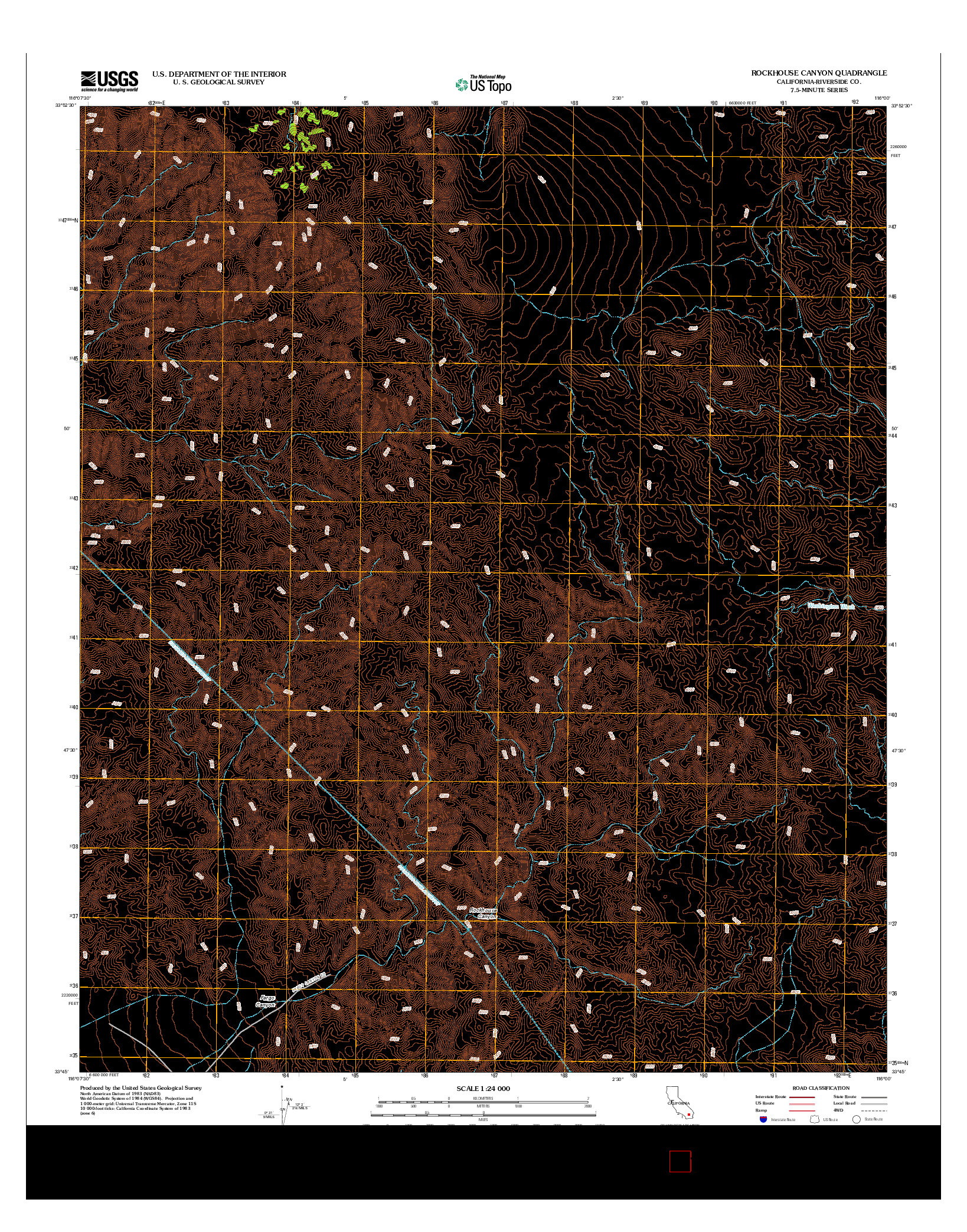 USGS US TOPO 7.5-MINUTE MAP FOR ROCKHOUSE CANYON, CA 2012
