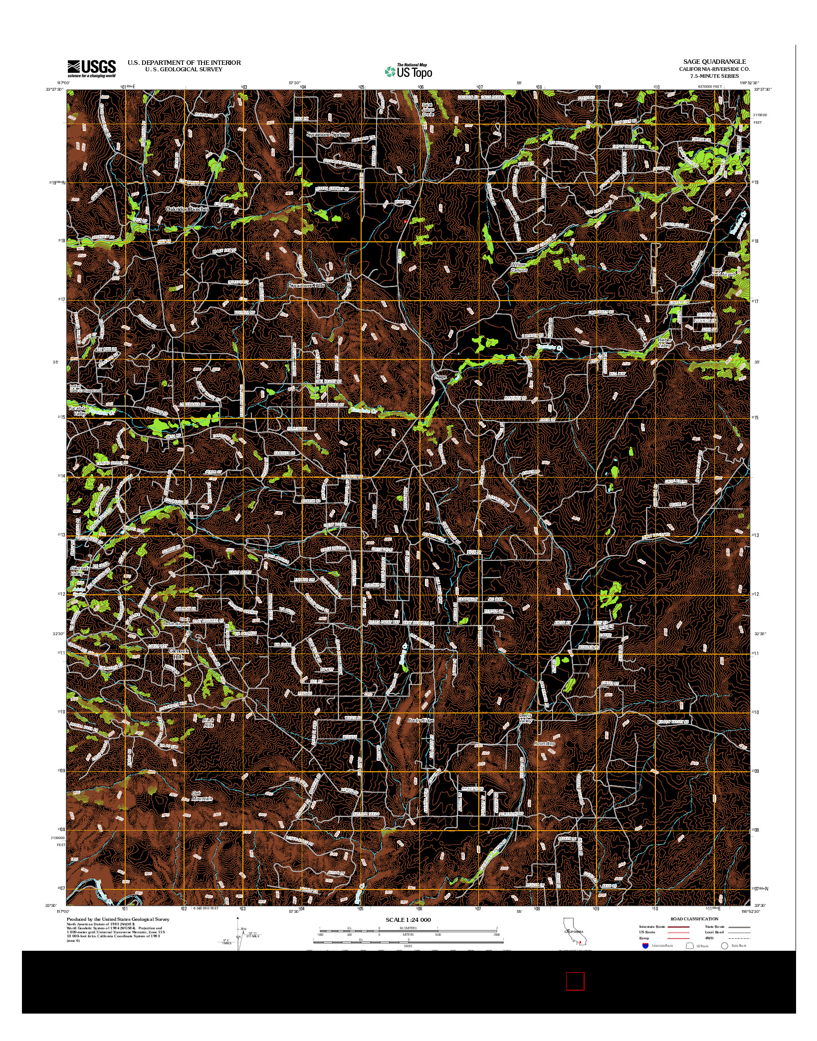 USGS US TOPO 7.5-MINUTE MAP FOR SAGE, CA 2012