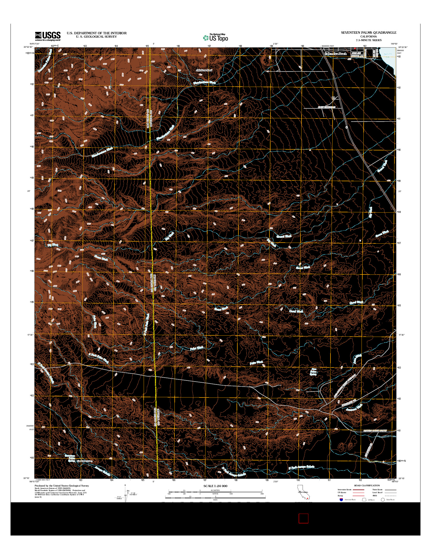 USGS US TOPO 7.5-MINUTE MAP FOR SEVENTEEN PALMS, CA 2012