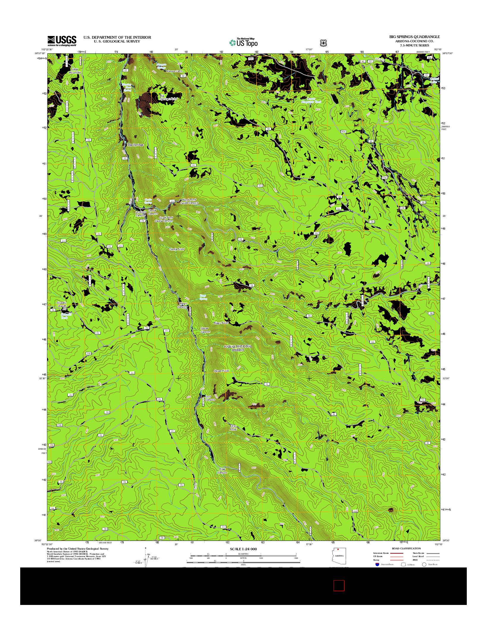 USGS US TOPO 7.5-MINUTE MAP FOR BIG SPRINGS, AZ 2012