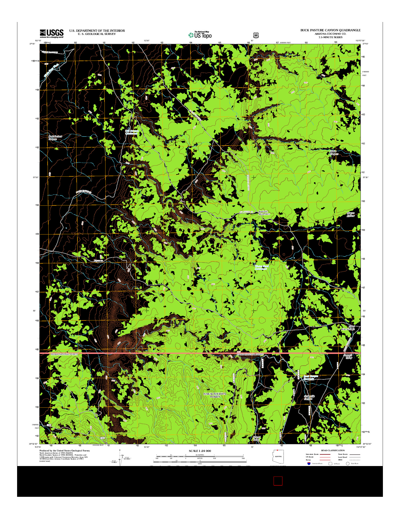 USGS US TOPO 7.5-MINUTE MAP FOR BUCK PASTURE CANYON, AZ 2012