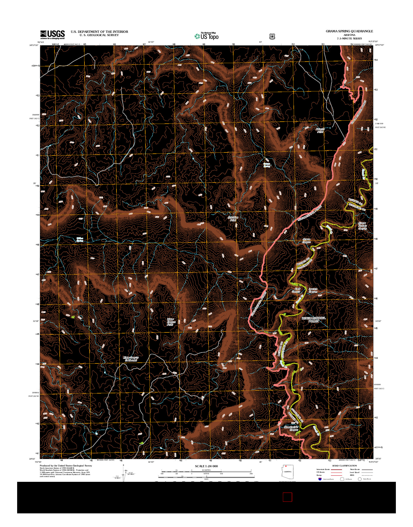 USGS US TOPO 7.5-MINUTE MAP FOR GRAMA SPRING, AZ 2012