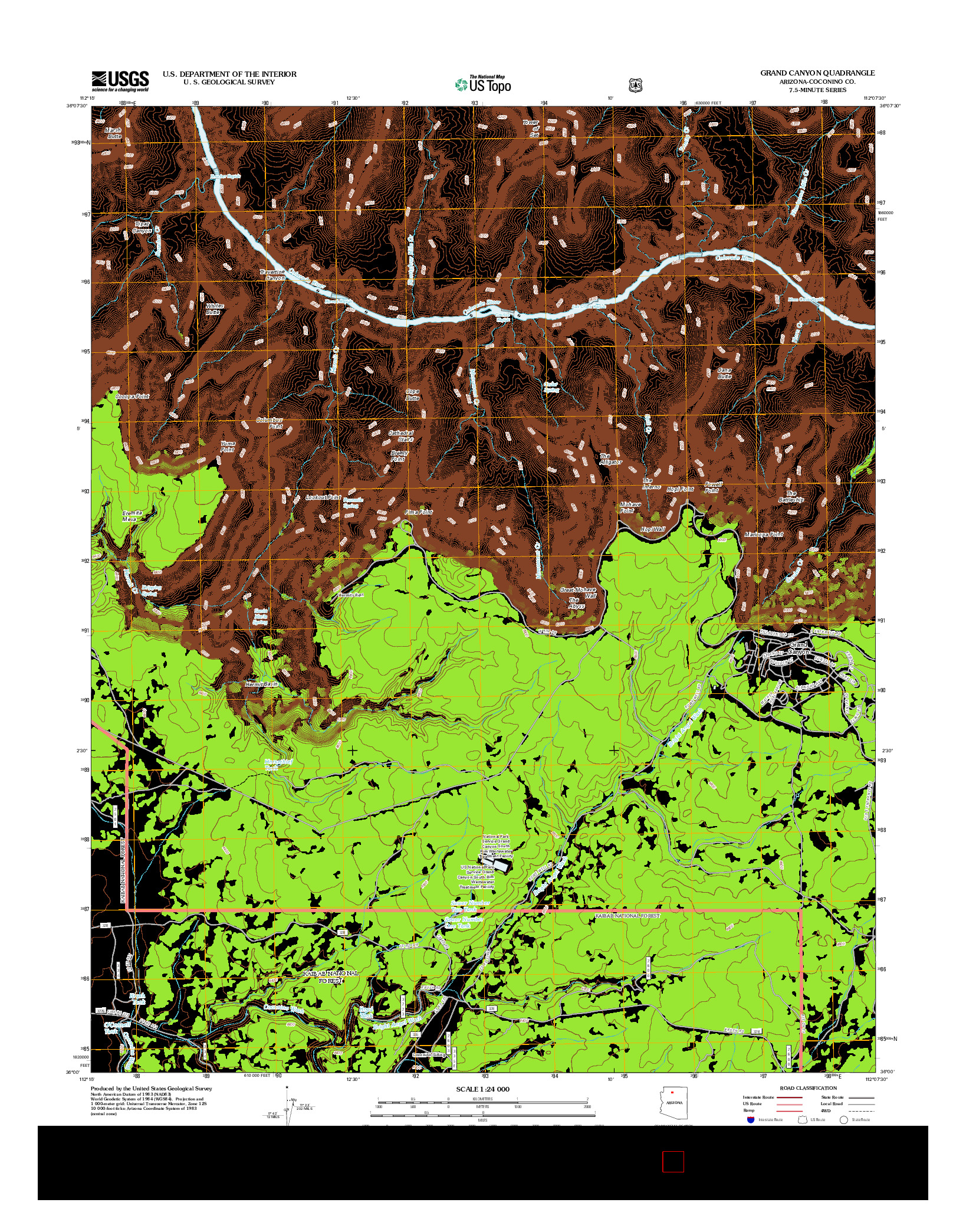 USGS US TOPO 7.5-MINUTE MAP FOR GRAND CANYON, AZ 2012