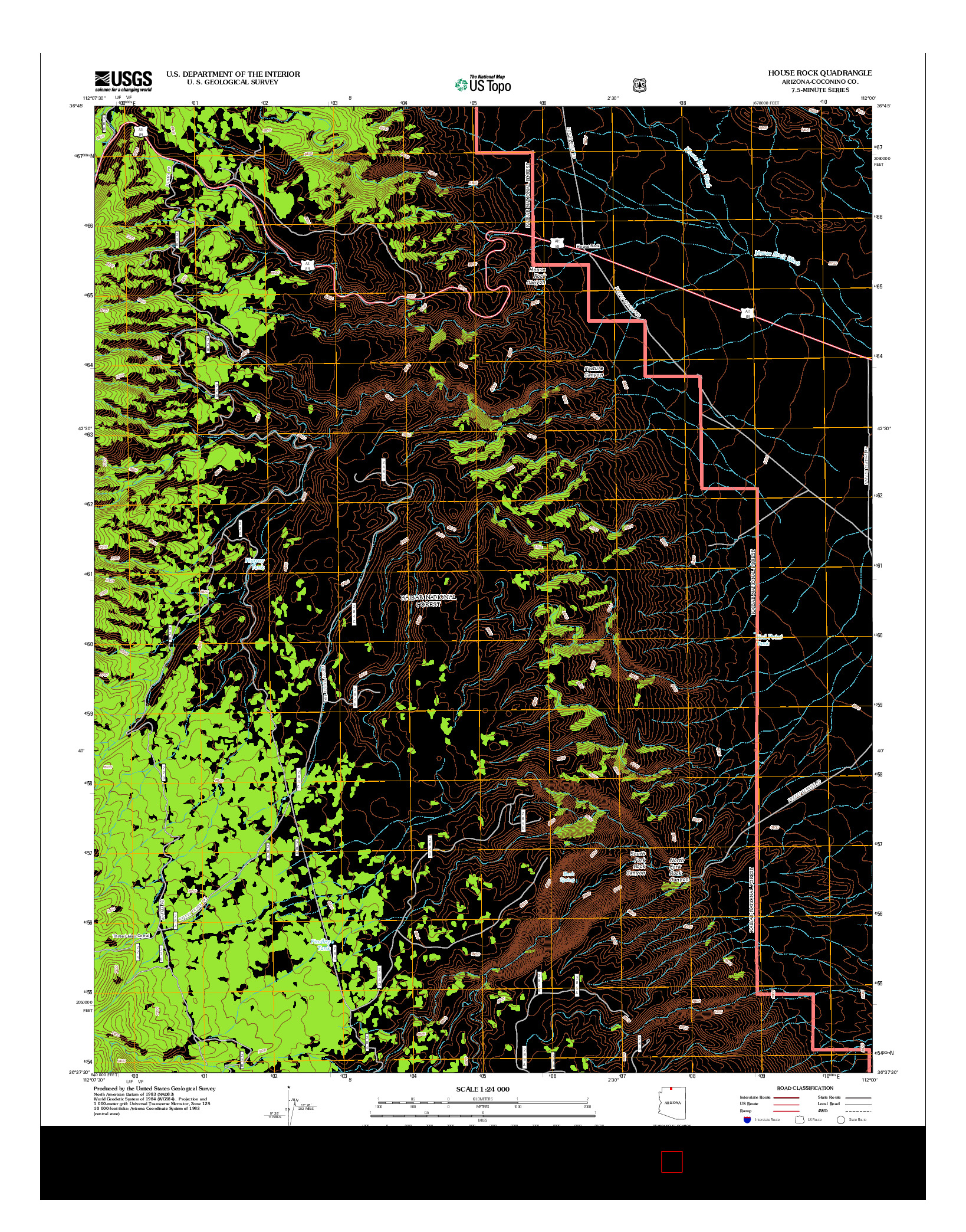 USGS US TOPO 7.5-MINUTE MAP FOR HOUSE ROCK, AZ 2012