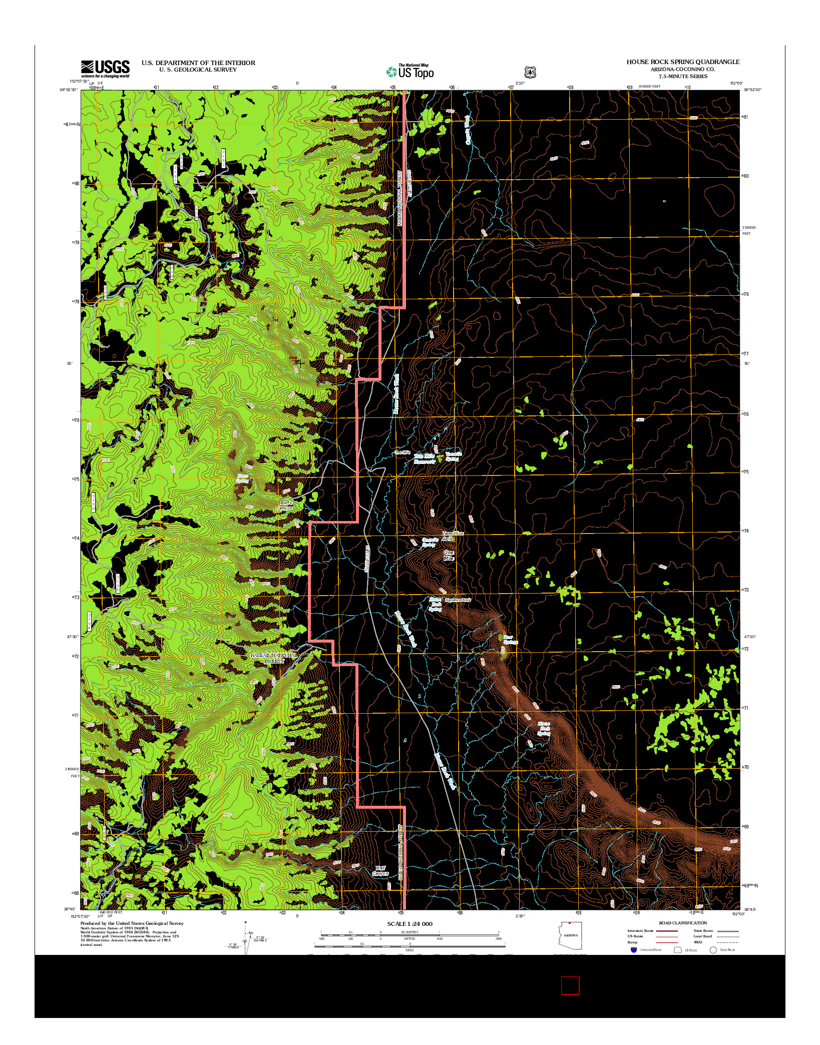 USGS US TOPO 7.5-MINUTE MAP FOR HOUSE ROCK SPRING, AZ 2012