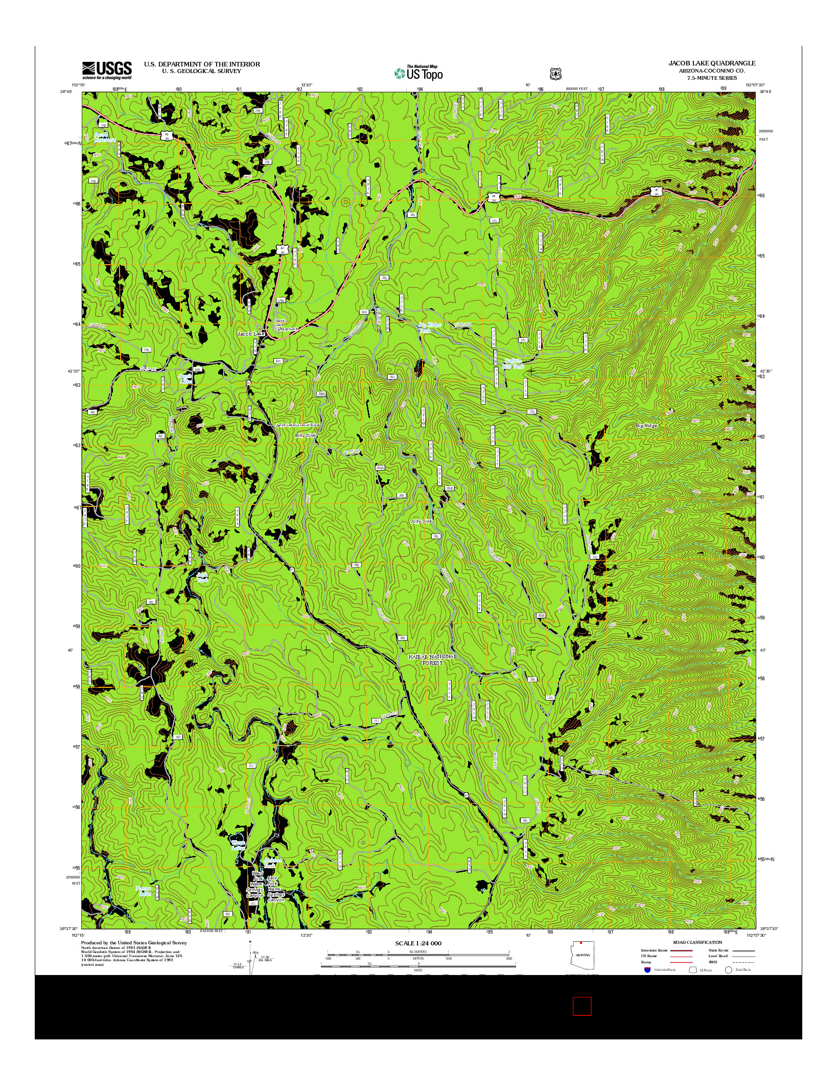 USGS US TOPO 7.5-MINUTE MAP FOR JACOB LAKE, AZ 2012