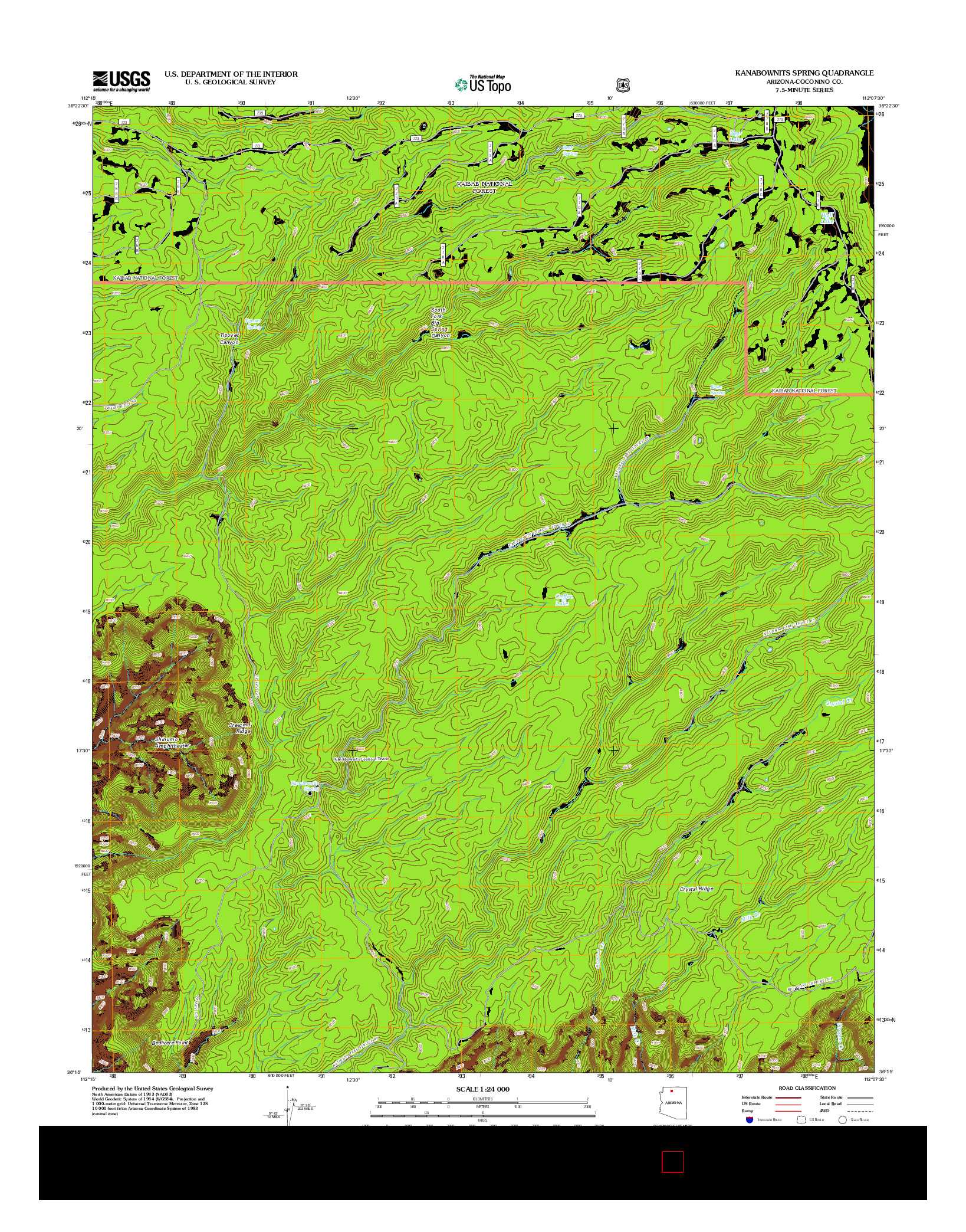 USGS US TOPO 7.5-MINUTE MAP FOR KANABOWNITS SPRING, AZ 2012