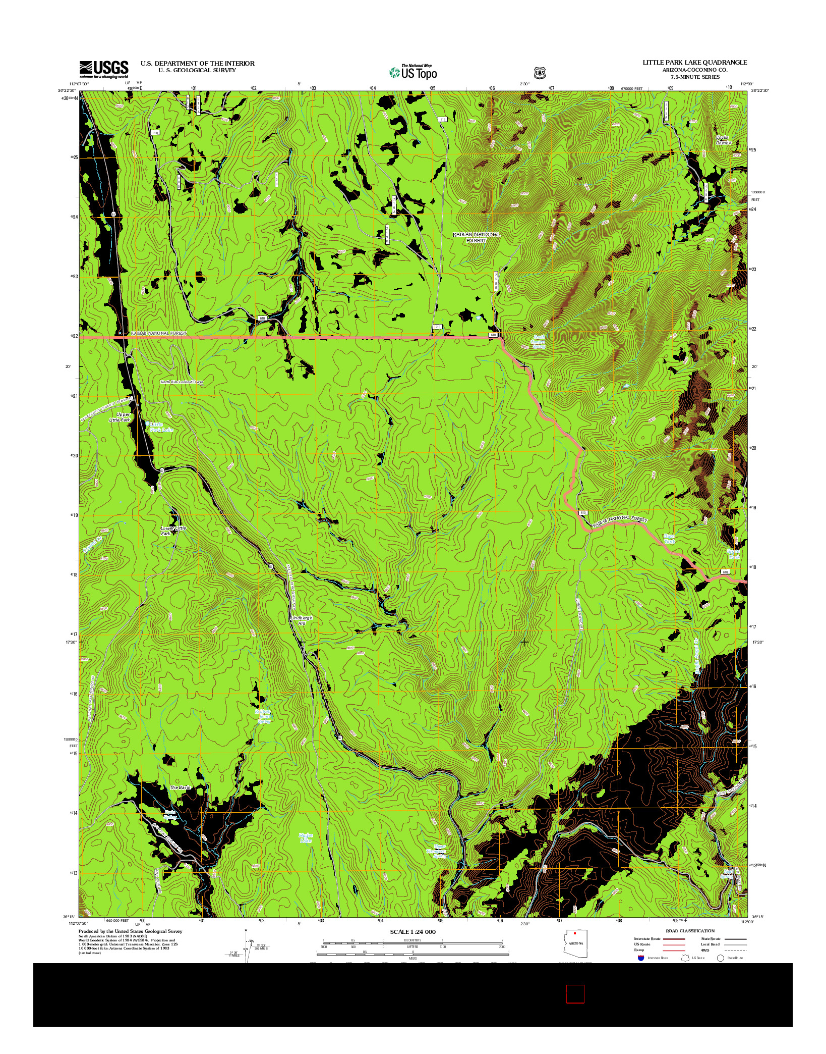 USGS US TOPO 7.5-MINUTE MAP FOR LITTLE PARK LAKE, AZ 2012