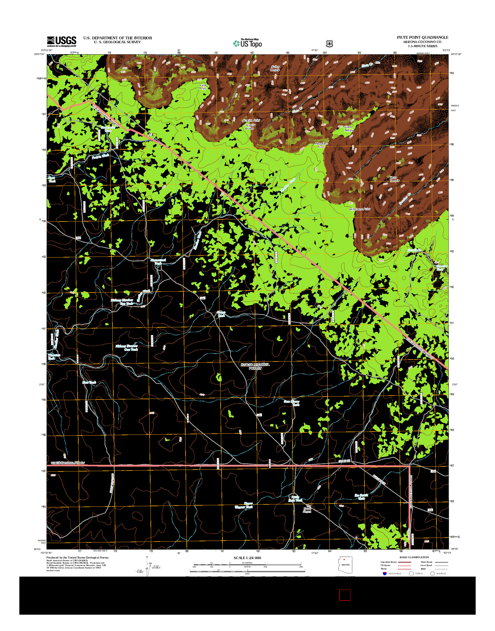 USGS US TOPO 7.5-MINUTE MAP FOR PIUTE POINT, AZ 2012