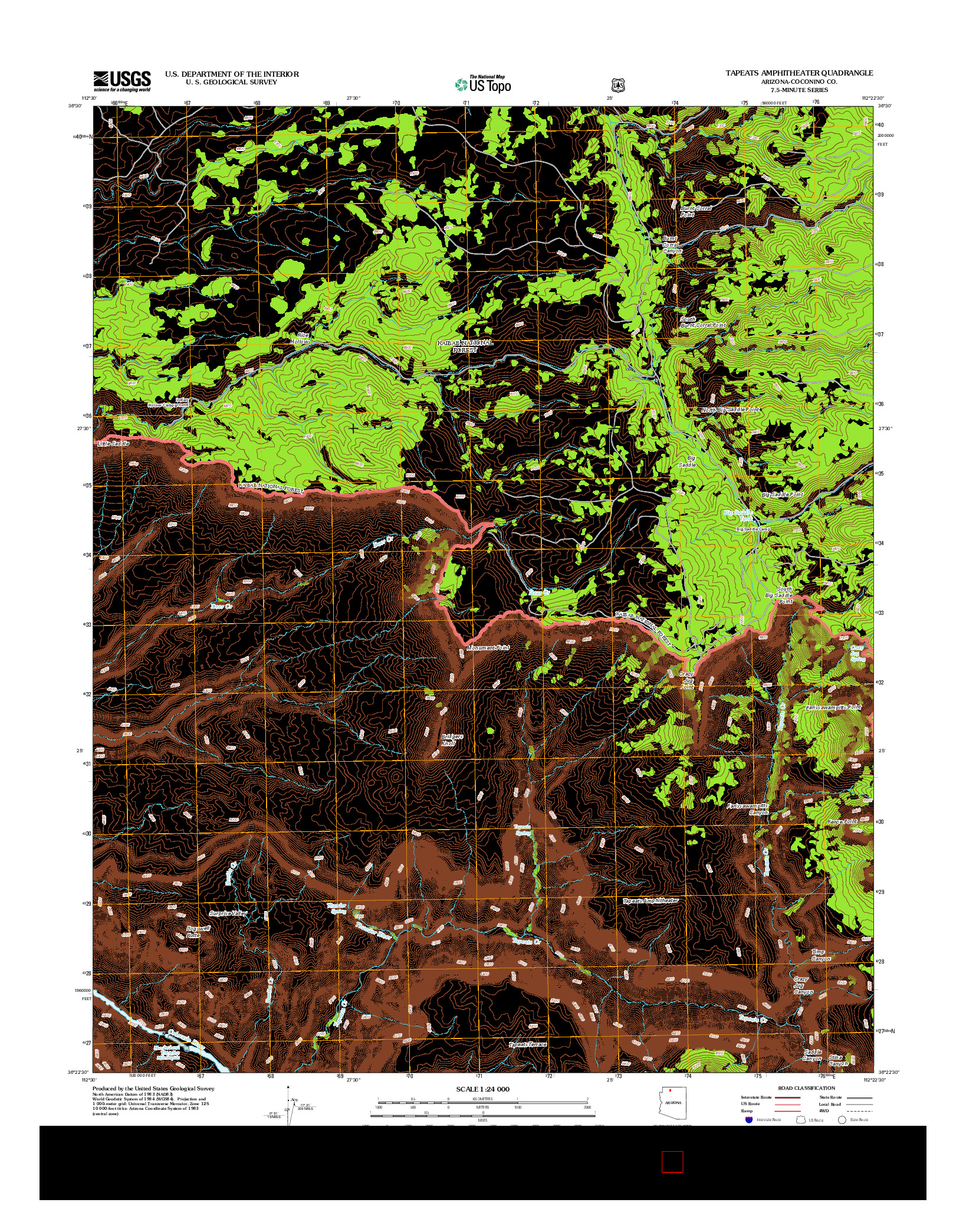 USGS US TOPO 7.5-MINUTE MAP FOR TAPEATS AMPHITHEATER, AZ 2012