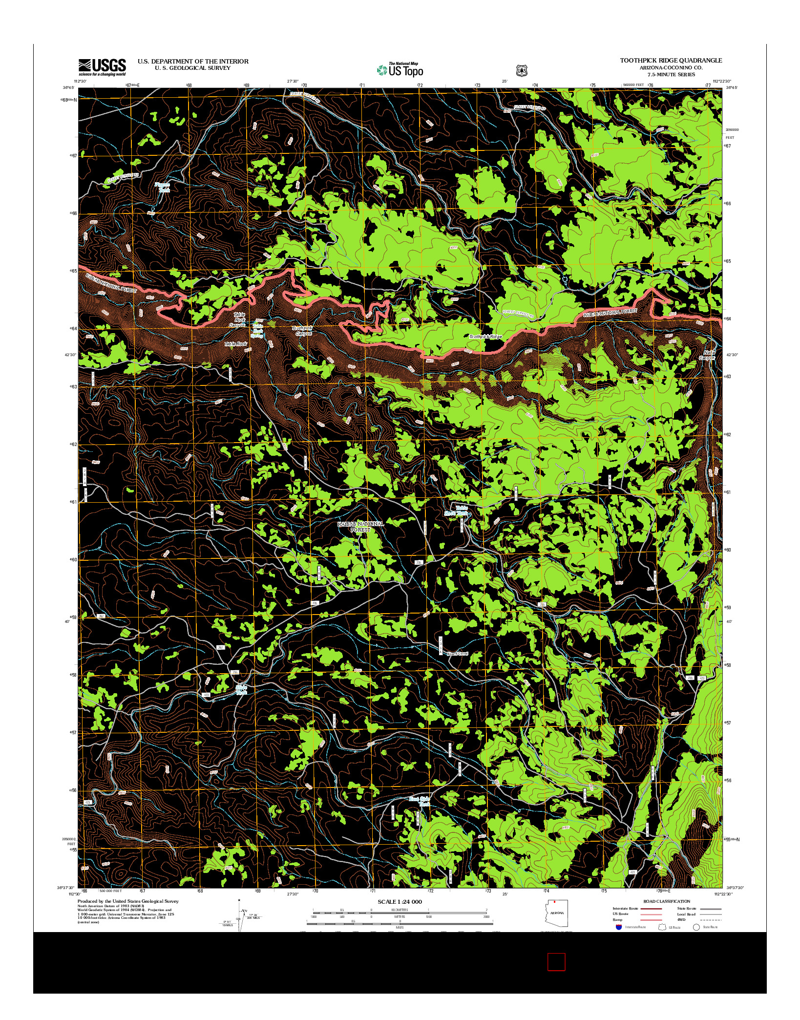 USGS US TOPO 7.5-MINUTE MAP FOR TOOTHPICK RIDGE, AZ 2012