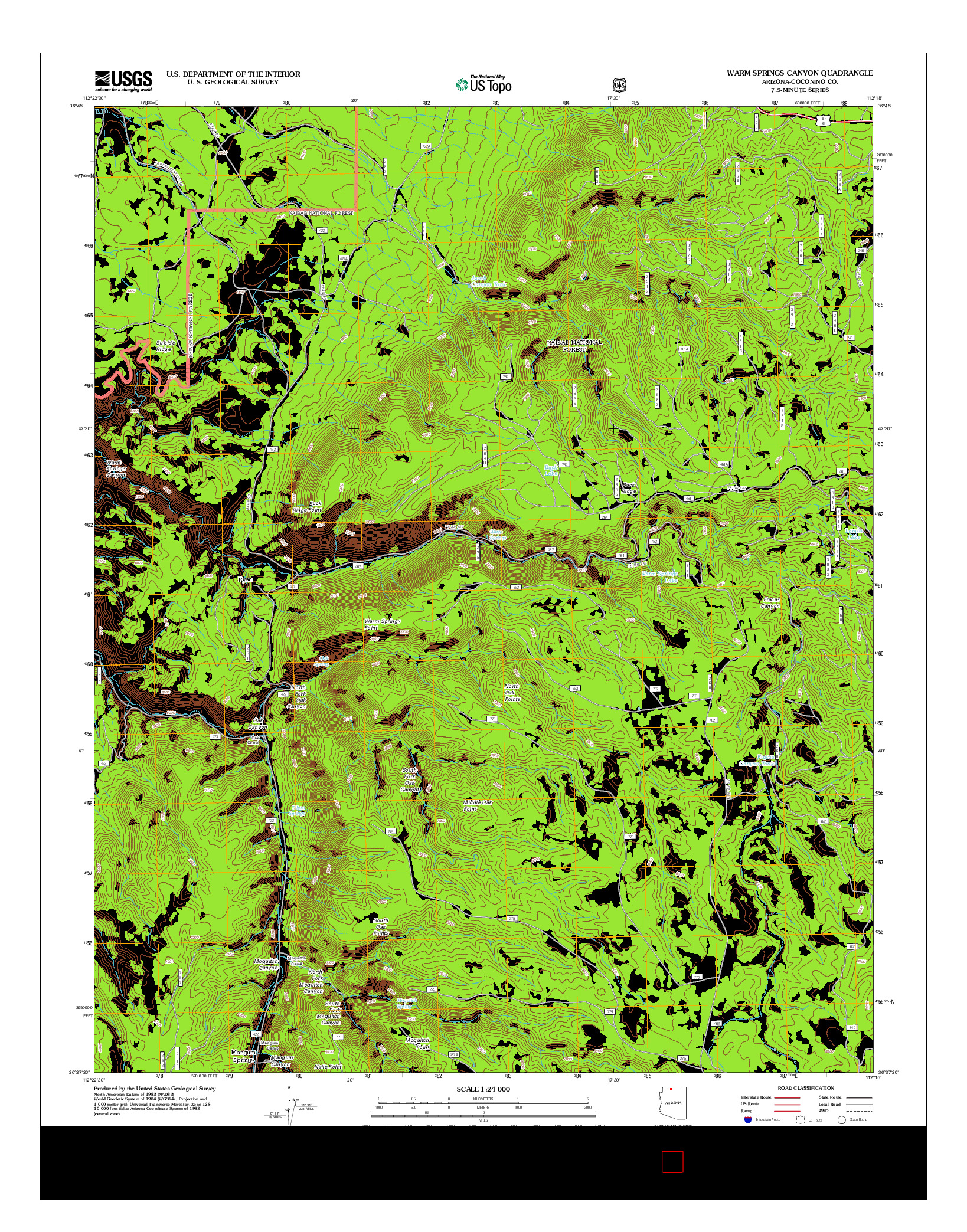 USGS US TOPO 7.5-MINUTE MAP FOR WARM SPRINGS CANYON, AZ 2012