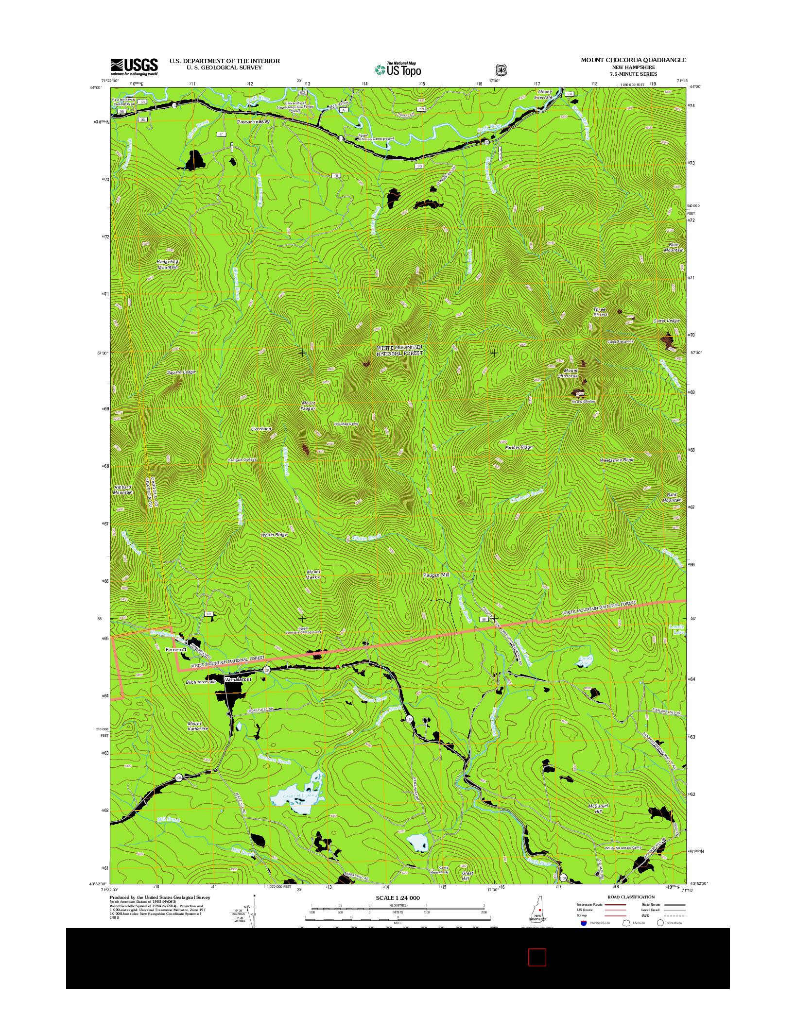 USGS US TOPO 7.5-MINUTE MAP FOR MOUNT CHOCORUA, NH 2012