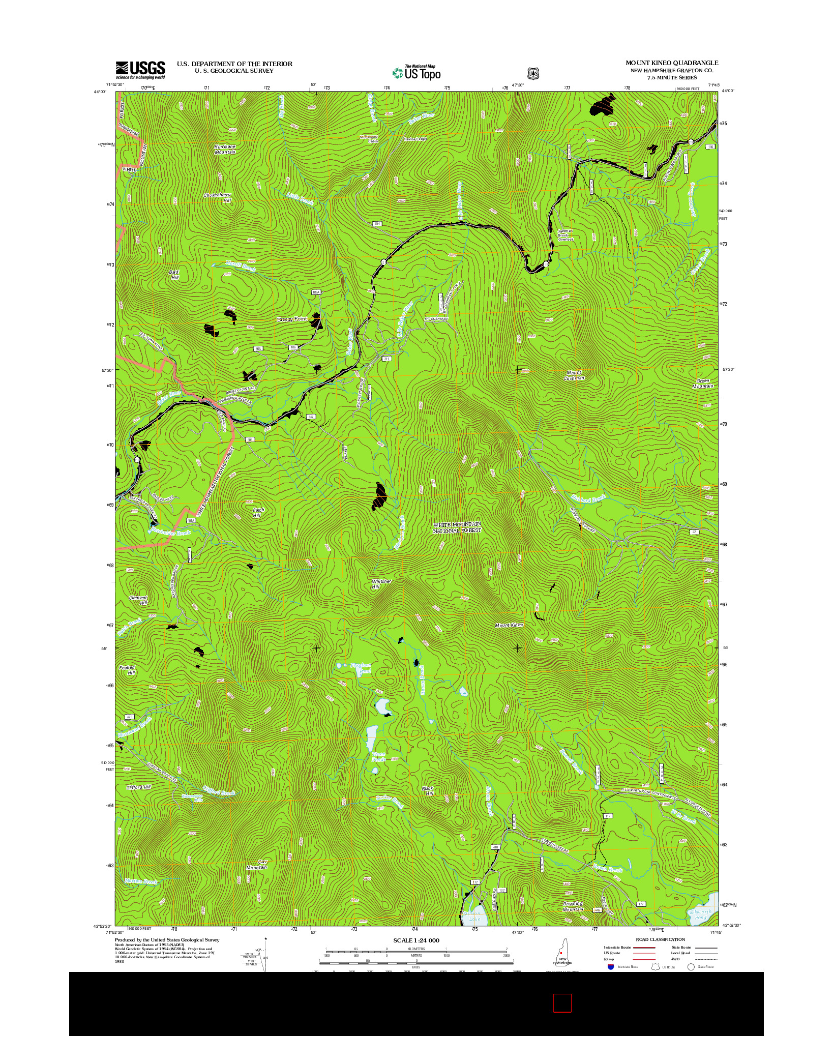 USGS US TOPO 7.5-MINUTE MAP FOR MOUNT KINEO, NH 2012