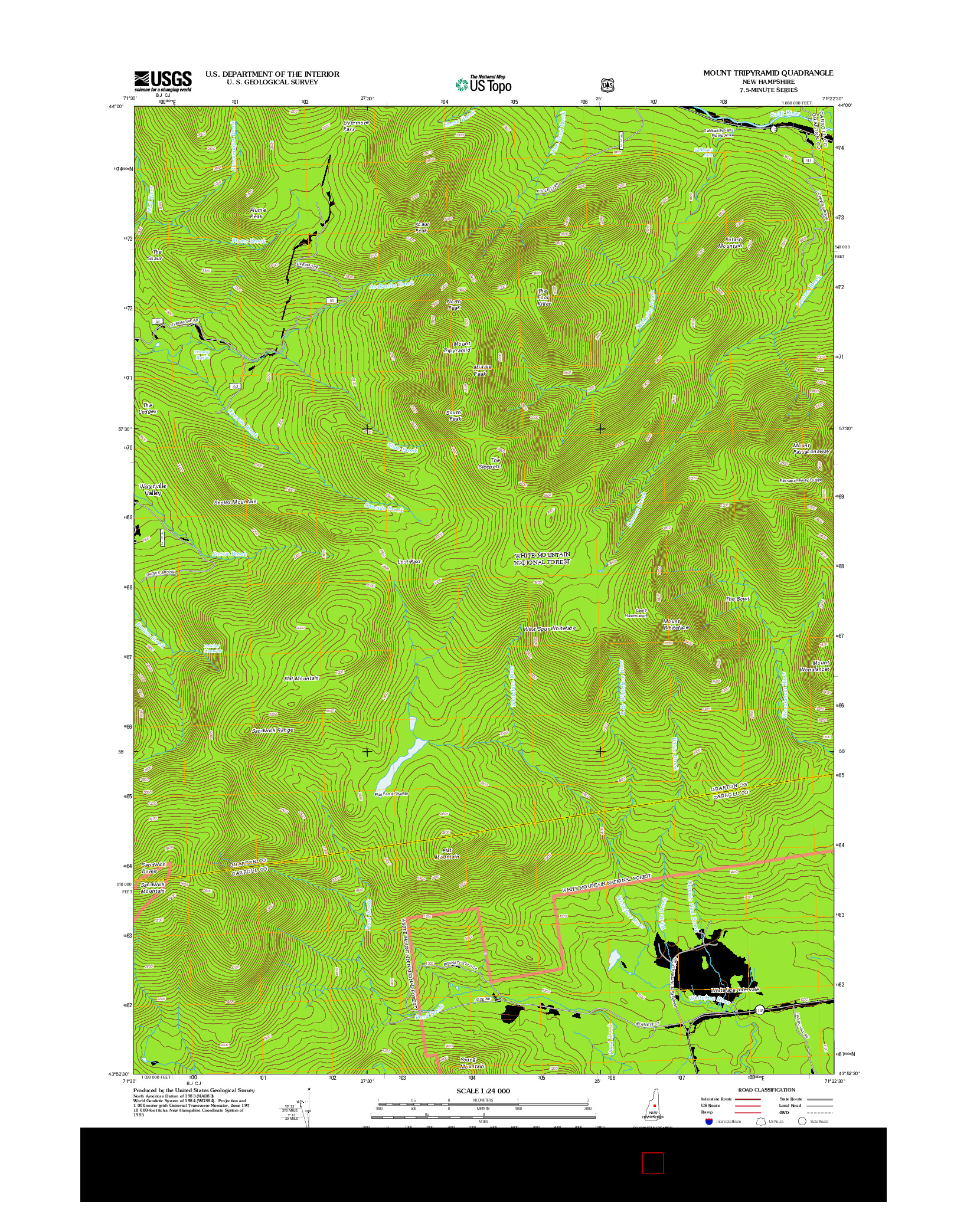 USGS US TOPO 7.5-MINUTE MAP FOR MOUNT TRIPYRAMID, NH 2012