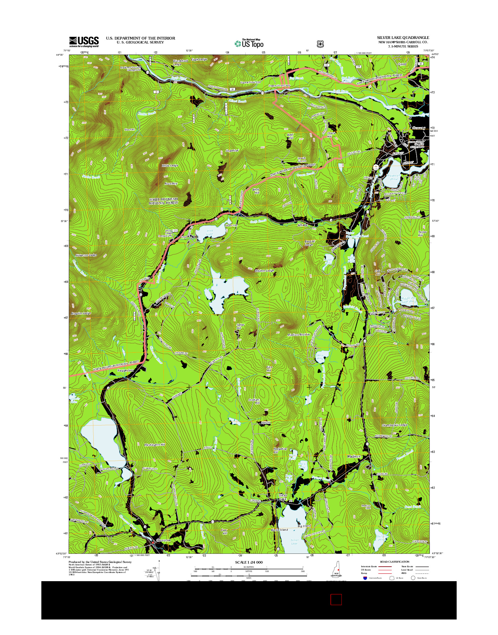 USGS US TOPO 7.5-MINUTE MAP FOR SILVER LAKE, NH 2012