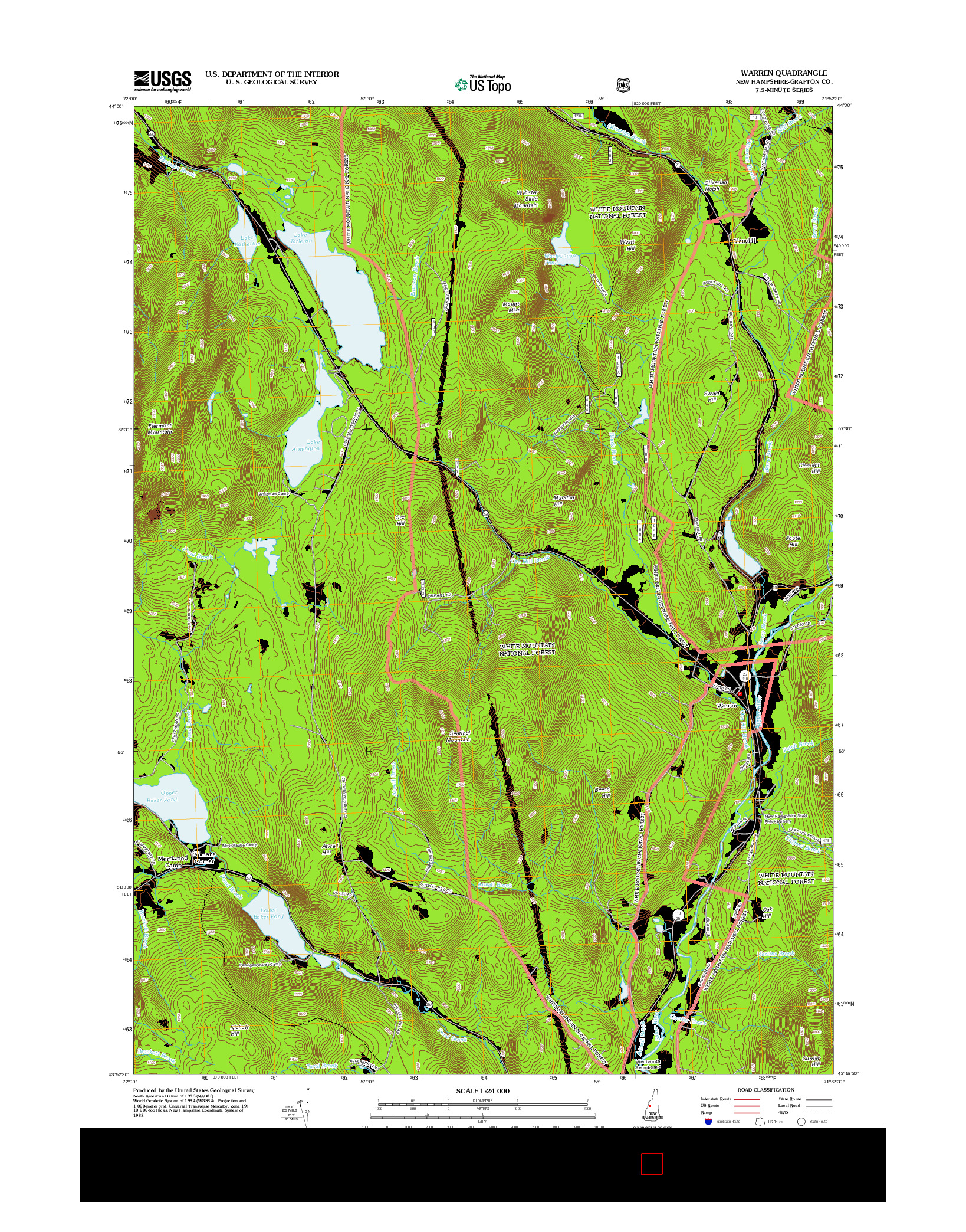 USGS US TOPO 7.5-MINUTE MAP FOR WARREN, NH 2012