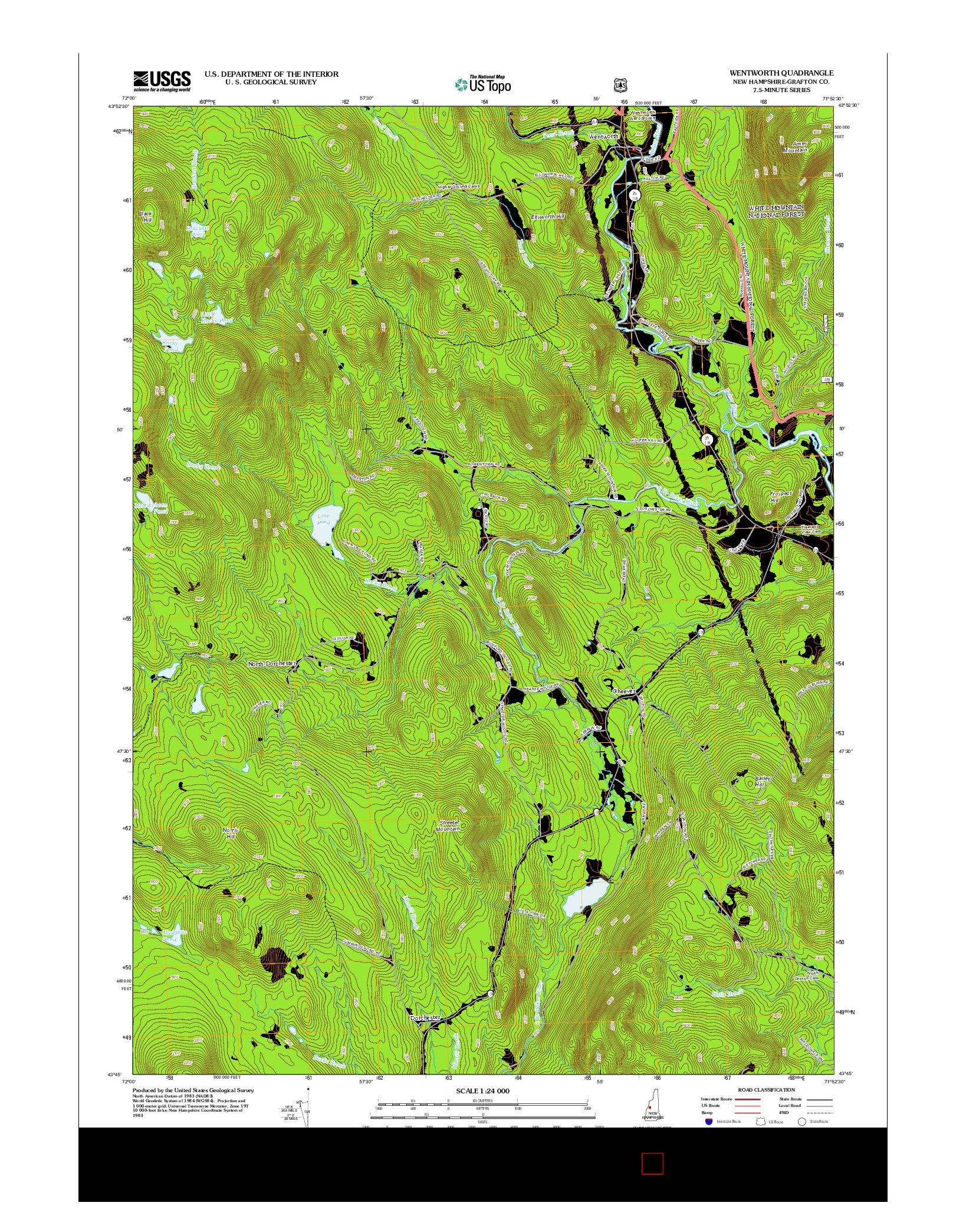 USGS US TOPO 7.5-MINUTE MAP FOR WENTWORTH, NH 2012