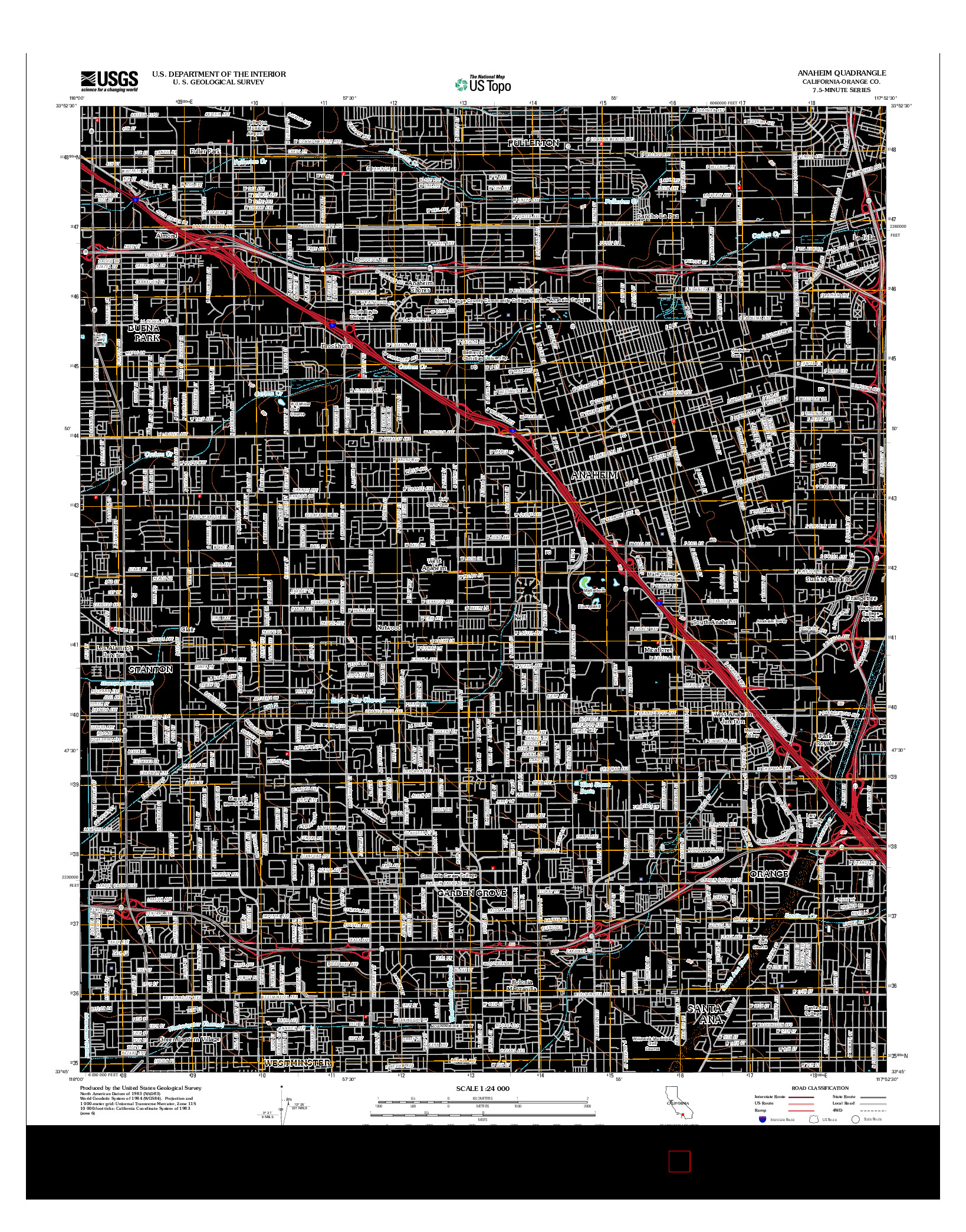 USGS US TOPO 7.5-MINUTE MAP FOR ANAHEIM, CA 2012