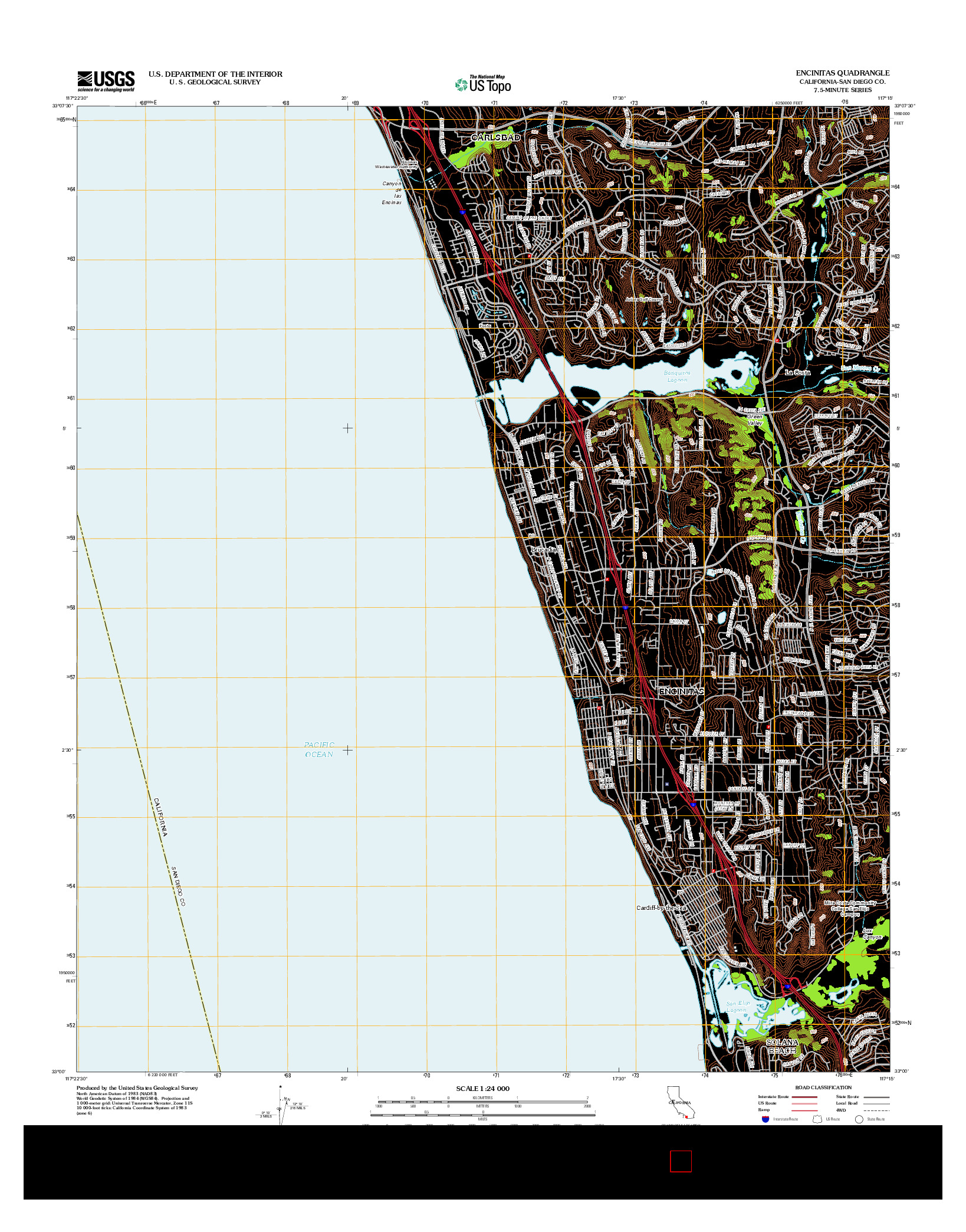 USGS US TOPO 7.5-MINUTE MAP FOR ENCINITAS, CA 2012