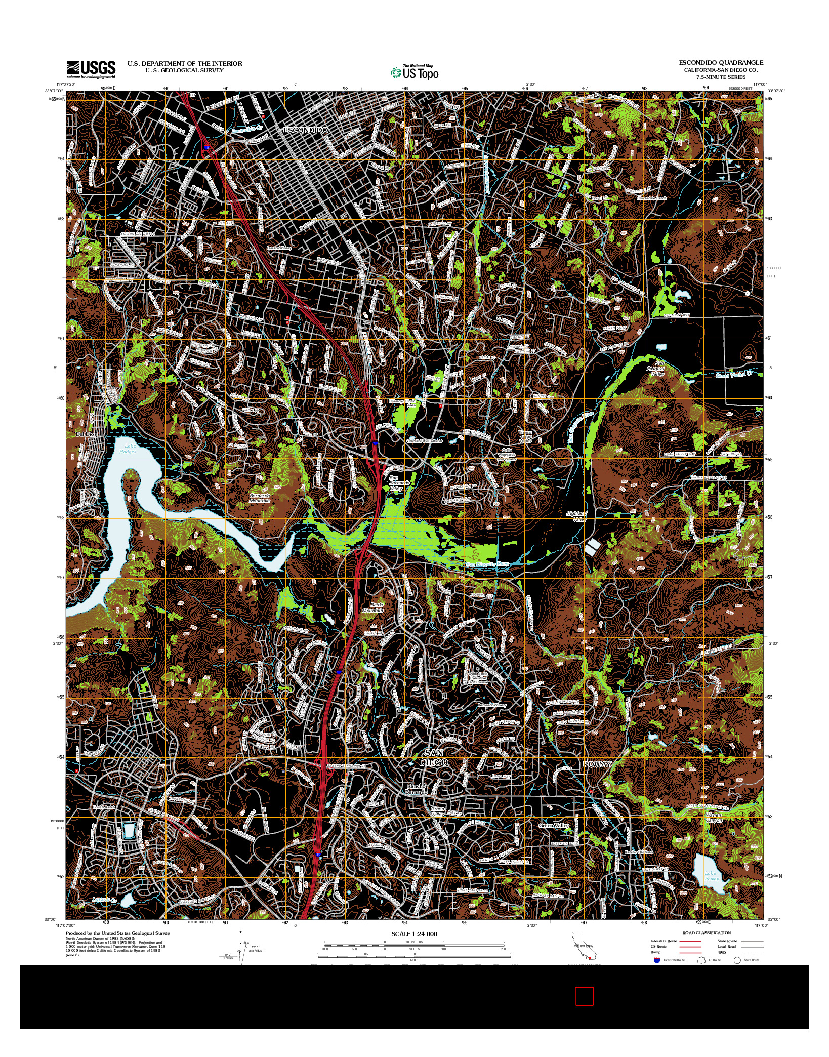 USGS US TOPO 7.5-MINUTE MAP FOR ESCONDIDO, CA 2012