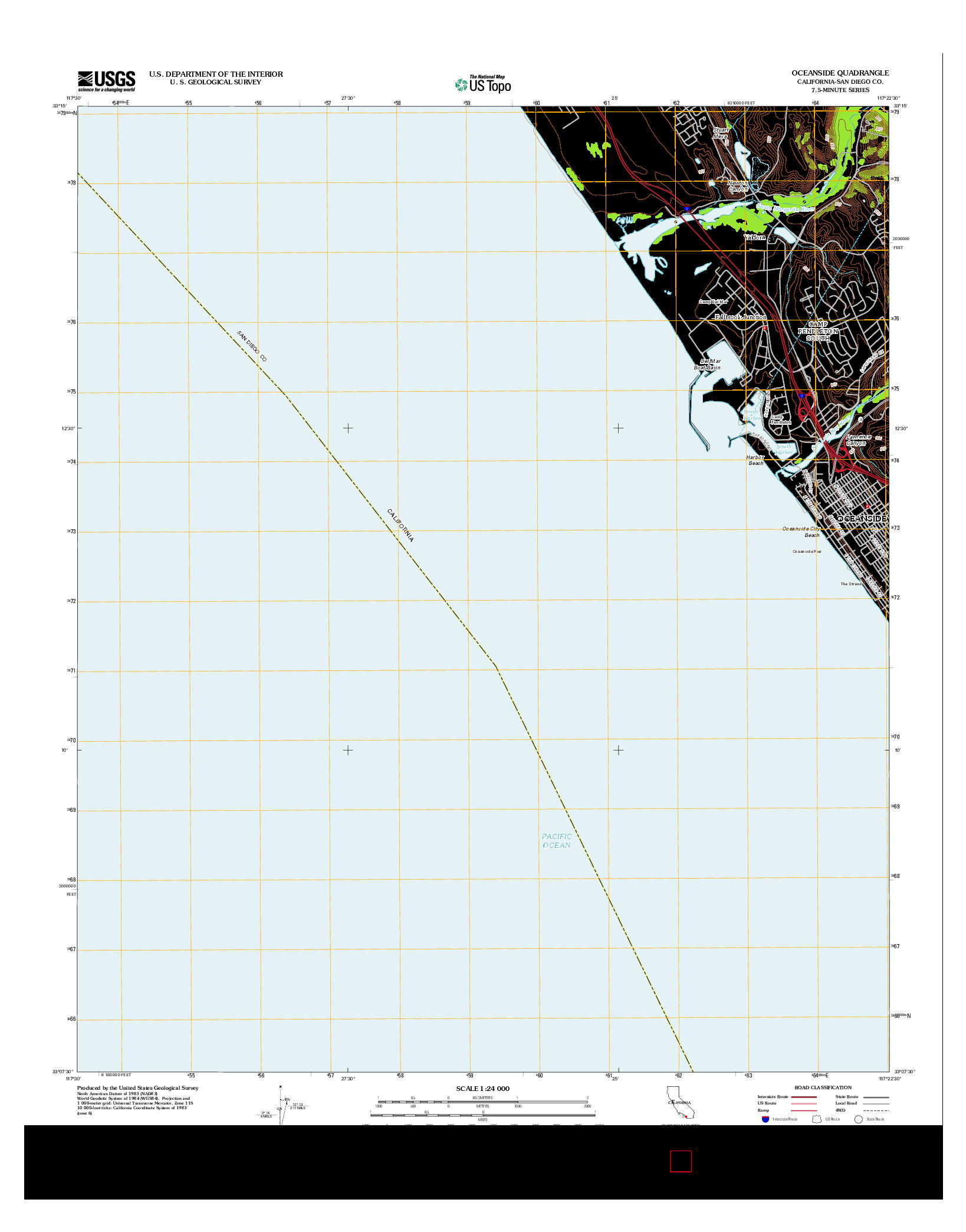 USGS US TOPO 7.5-MINUTE MAP FOR OCEANSIDE, CA 2012