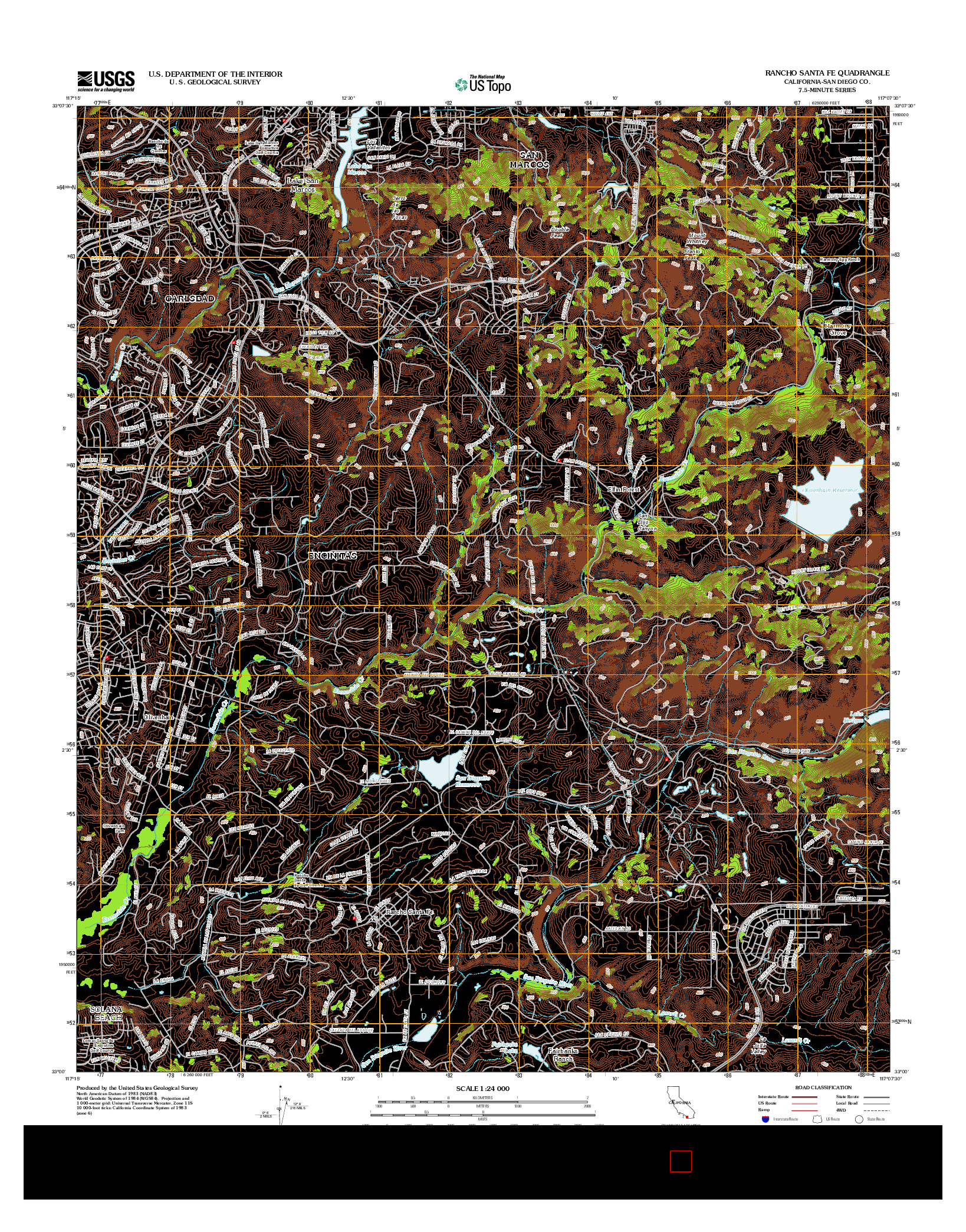 USGS US TOPO 7.5-MINUTE MAP FOR RANCHO SANTA FE, CA 2012