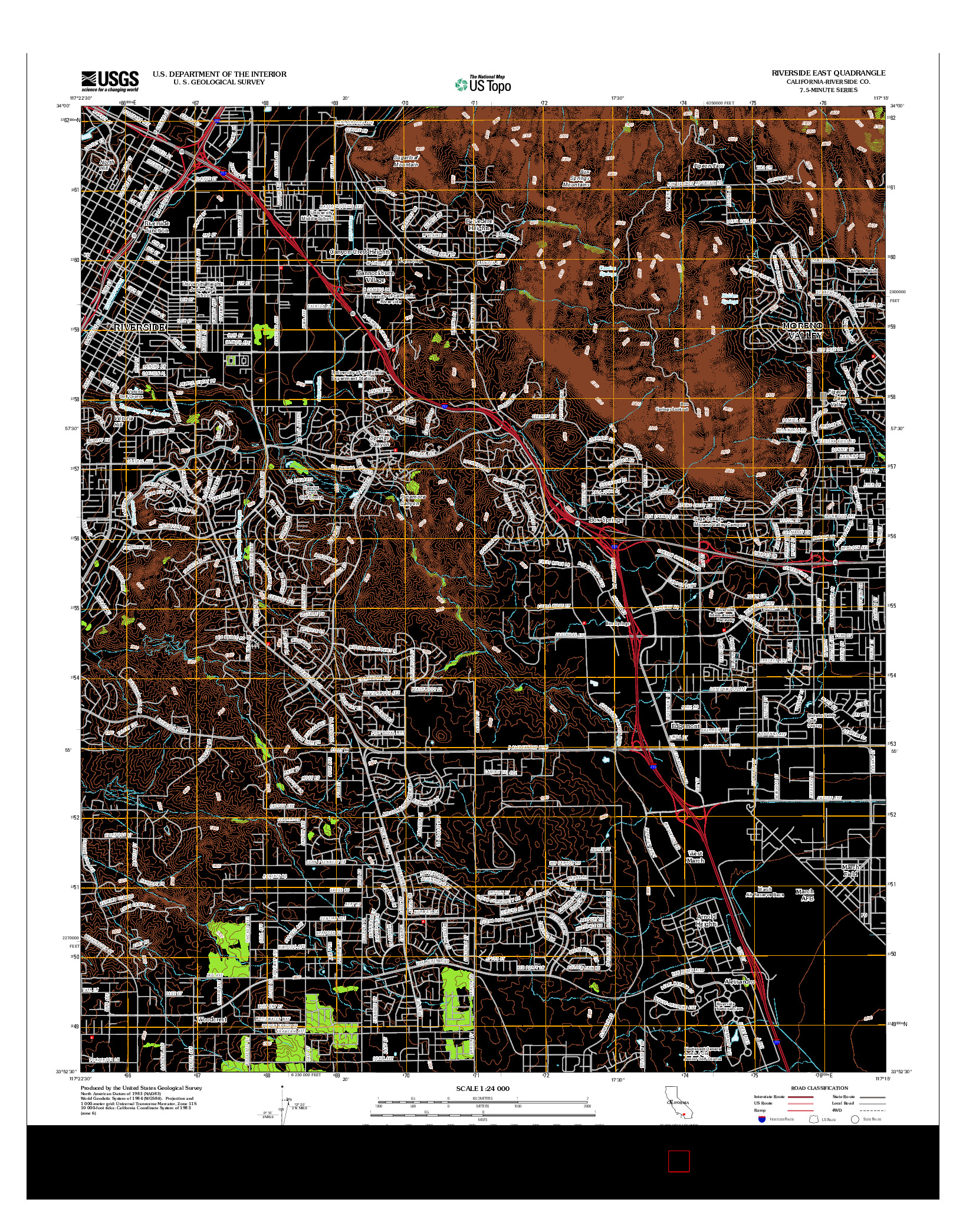USGS US TOPO 7.5-MINUTE MAP FOR RIVERSIDE EAST, CA 2012