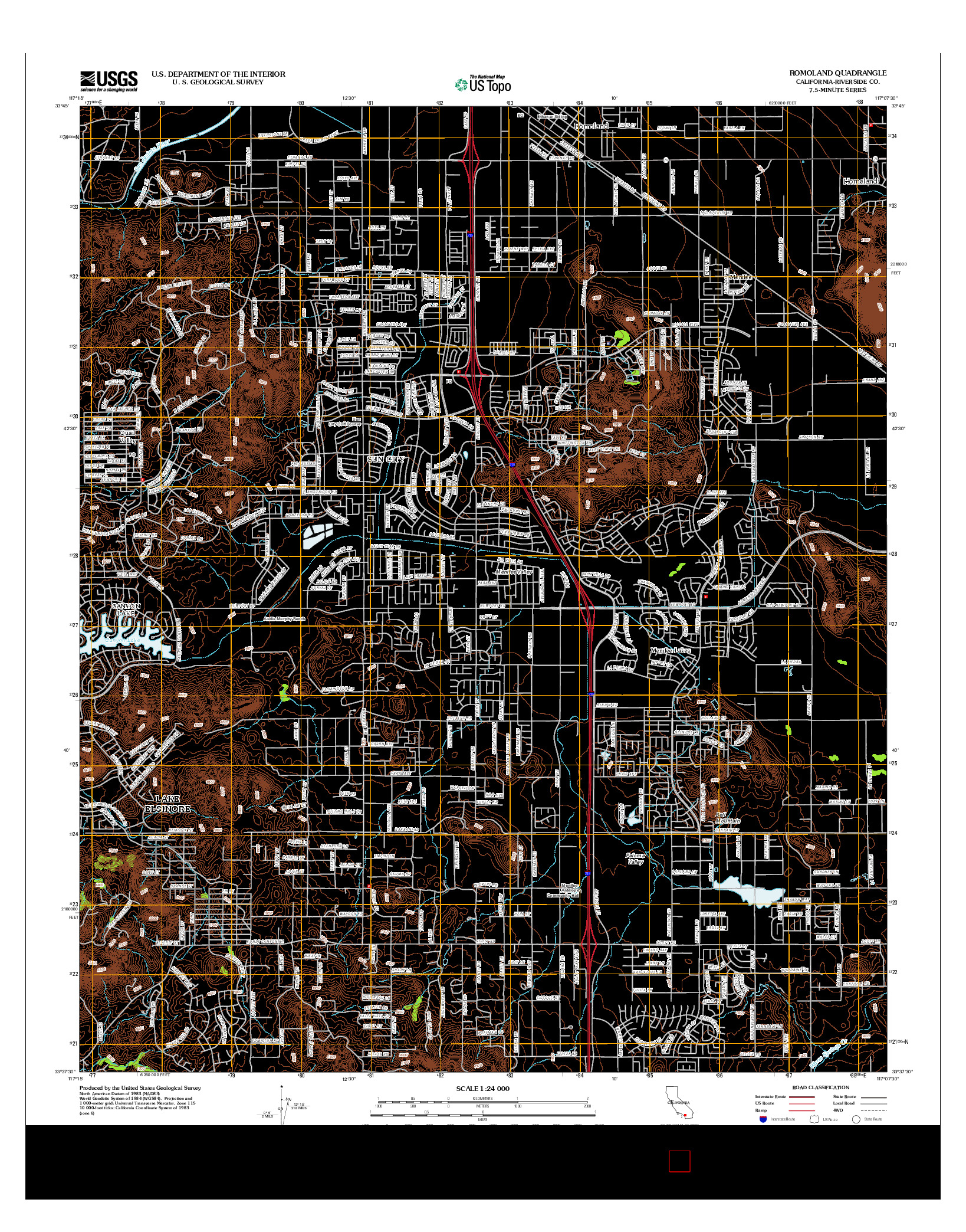 USGS US TOPO 7.5-MINUTE MAP FOR ROMOLAND, CA 2012