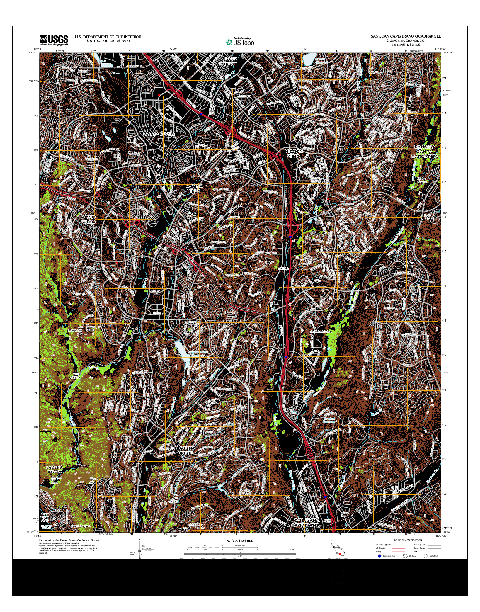 USGS US TOPO 7.5-MINUTE MAP FOR SAN JUAN CAPISTRANO, CA 2012