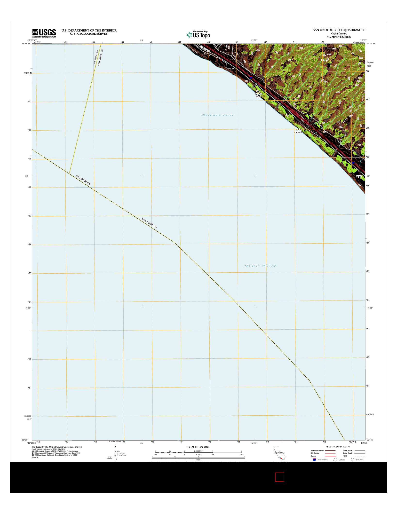 USGS US TOPO 7.5-MINUTE MAP FOR SAN ONOFRE BLUFF, CA 2012