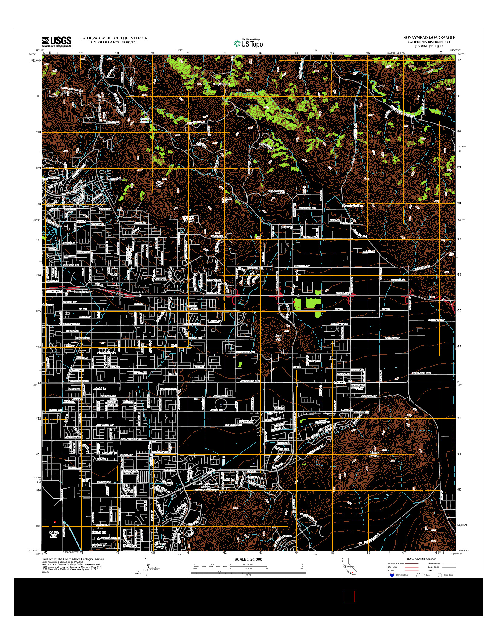 USGS US TOPO 7.5-MINUTE MAP FOR SUNNYMEAD, CA 2012