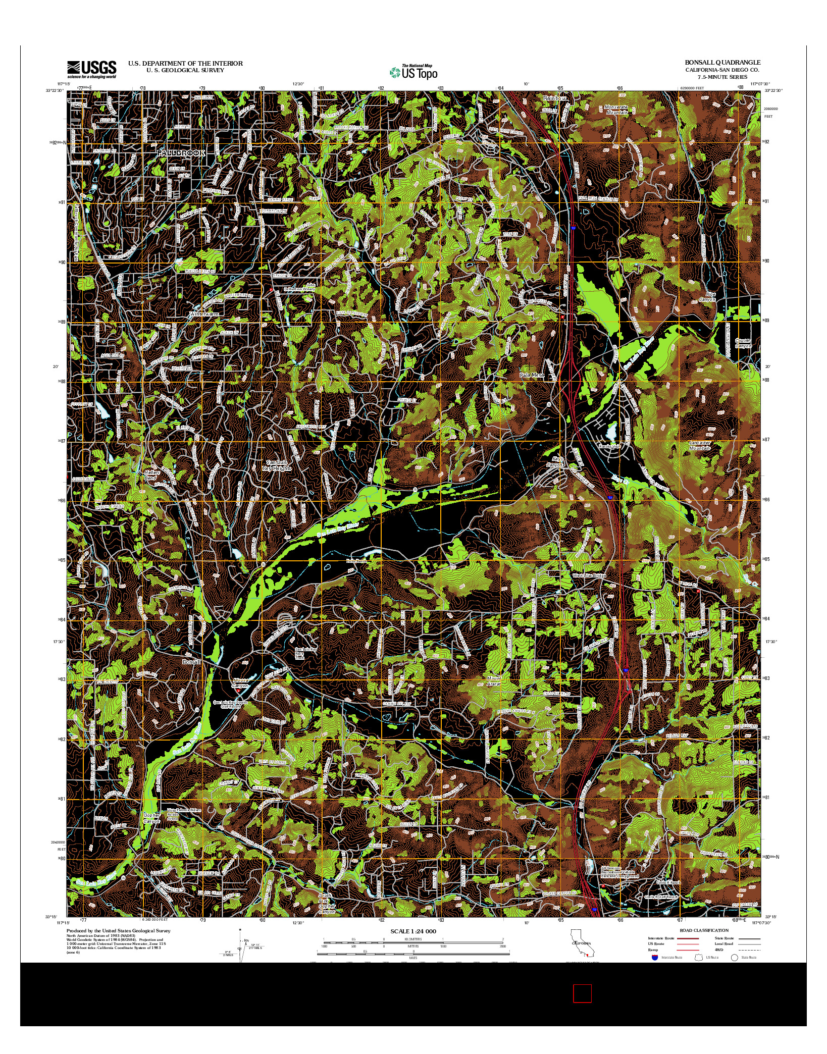 USGS US TOPO 7.5-MINUTE MAP FOR BONSALL, CA 2012