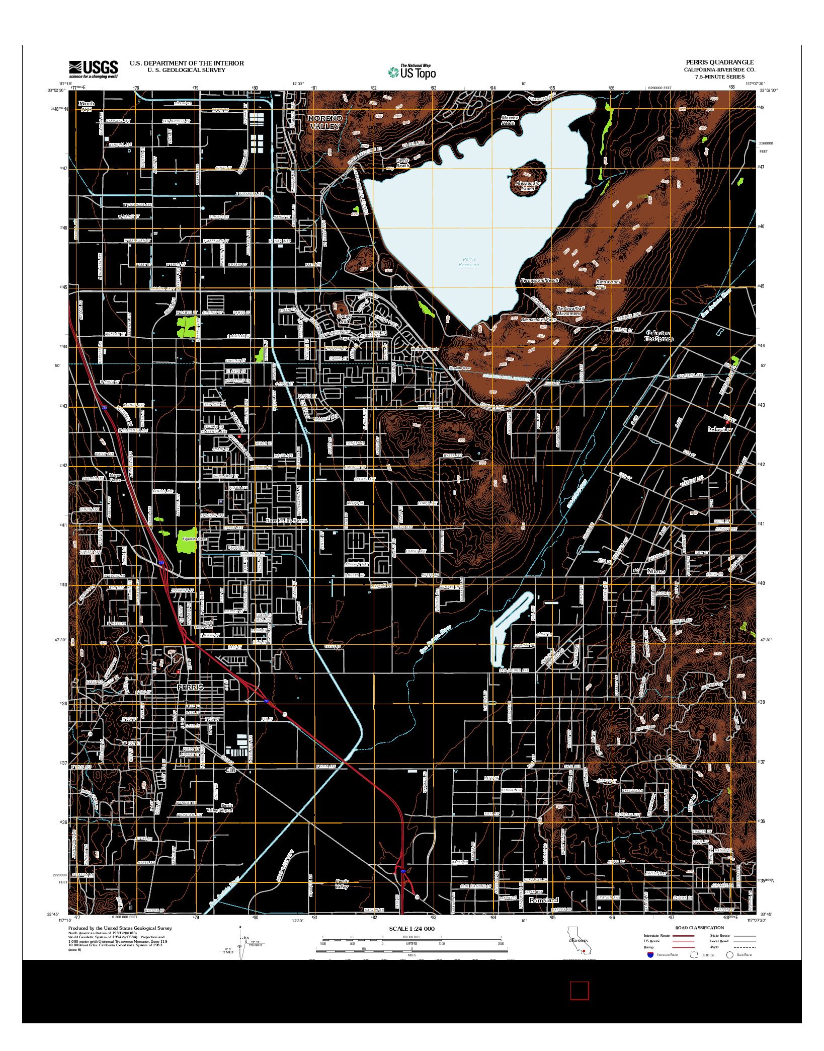 USGS US TOPO 7.5-MINUTE MAP FOR PERRIS, CA 2012