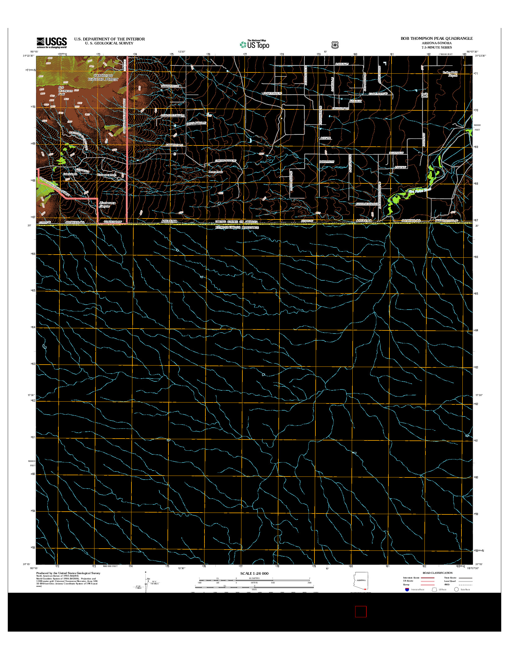 USGS US TOPO 7.5-MINUTE MAP FOR BOB THOMPSON PEAK, AZ-SON 2012