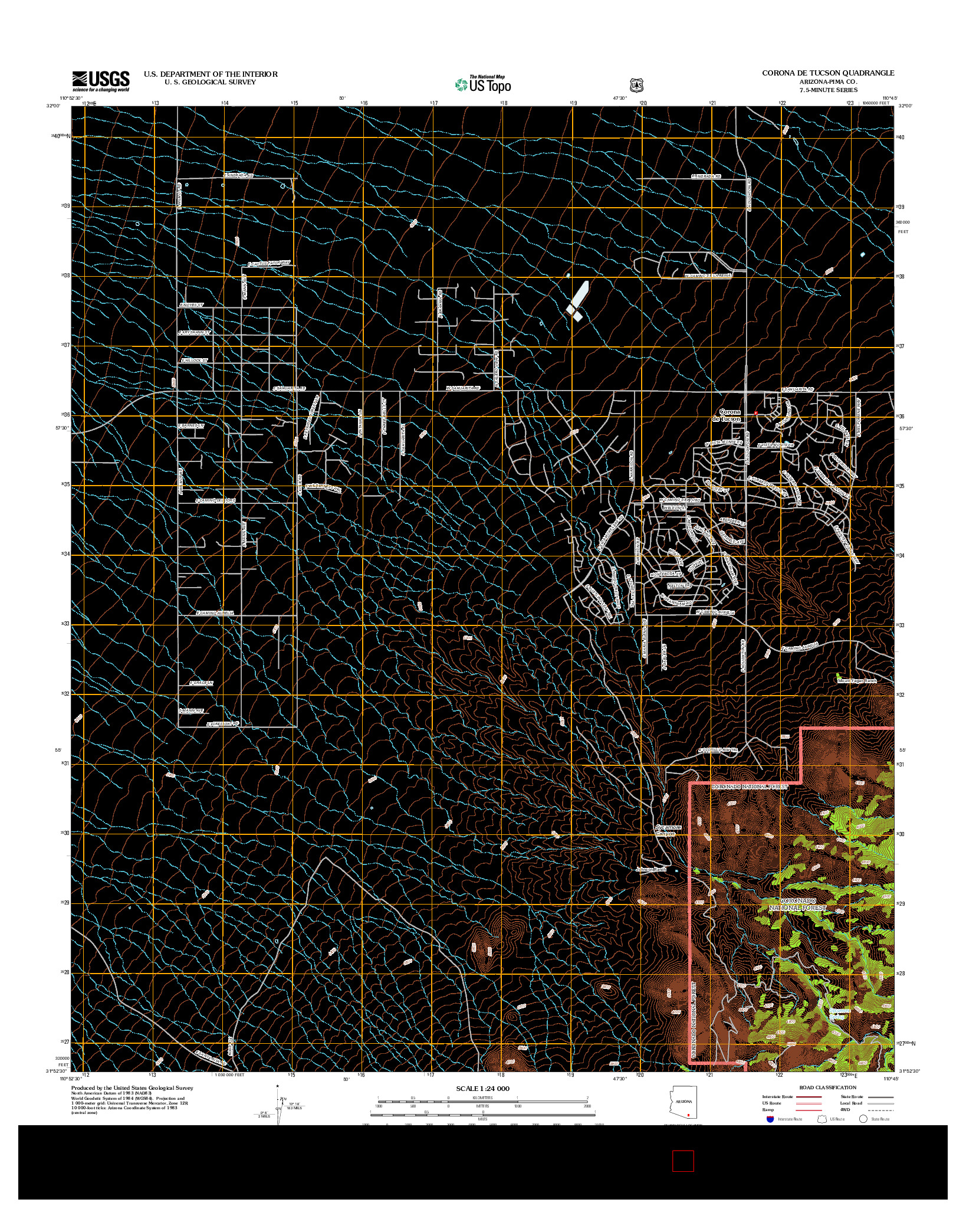 USGS US TOPO 7.5-MINUTE MAP FOR CORONA DE TUCSON, AZ 2012