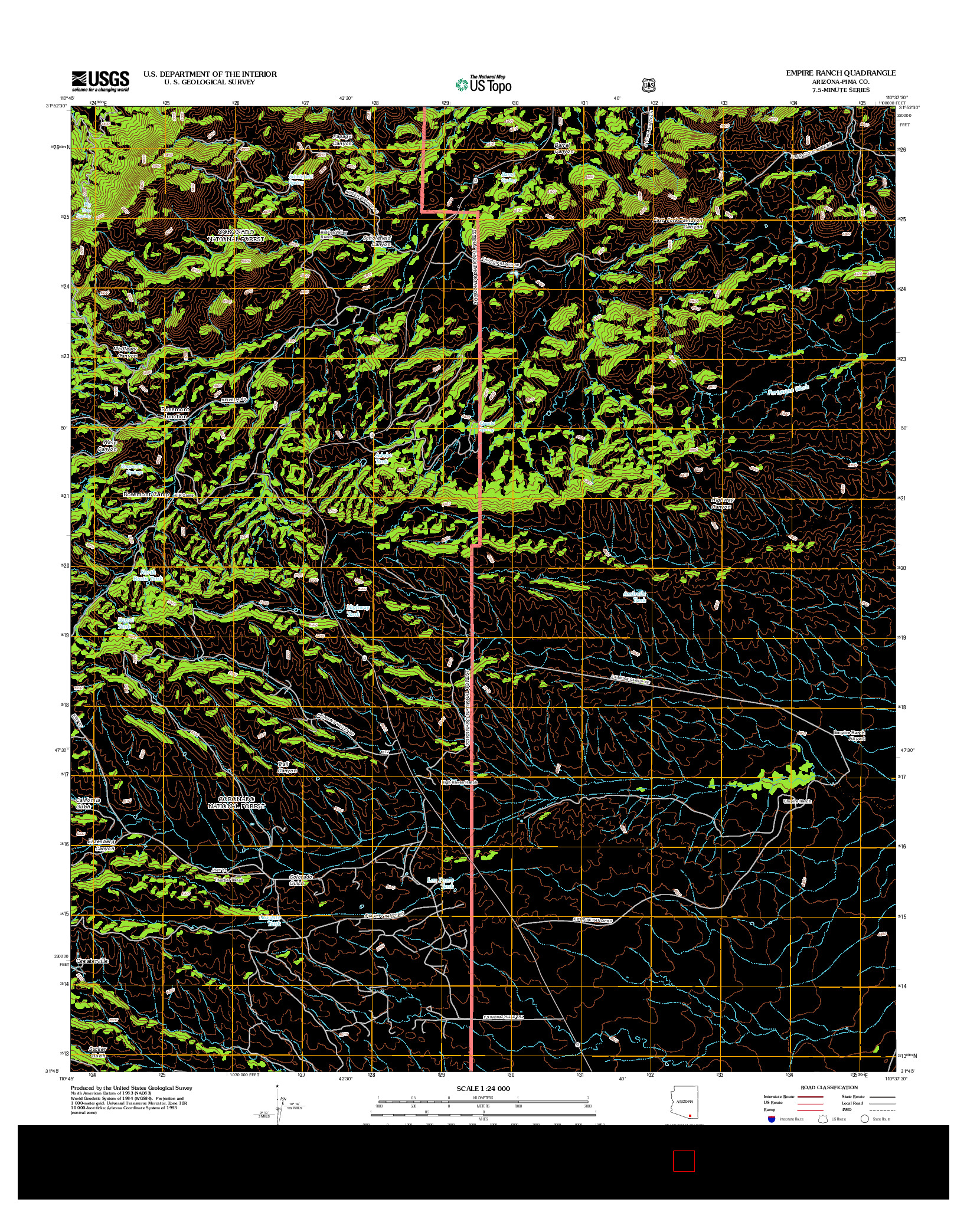 USGS US TOPO 7.5-MINUTE MAP FOR EMPIRE RANCH, AZ 2012