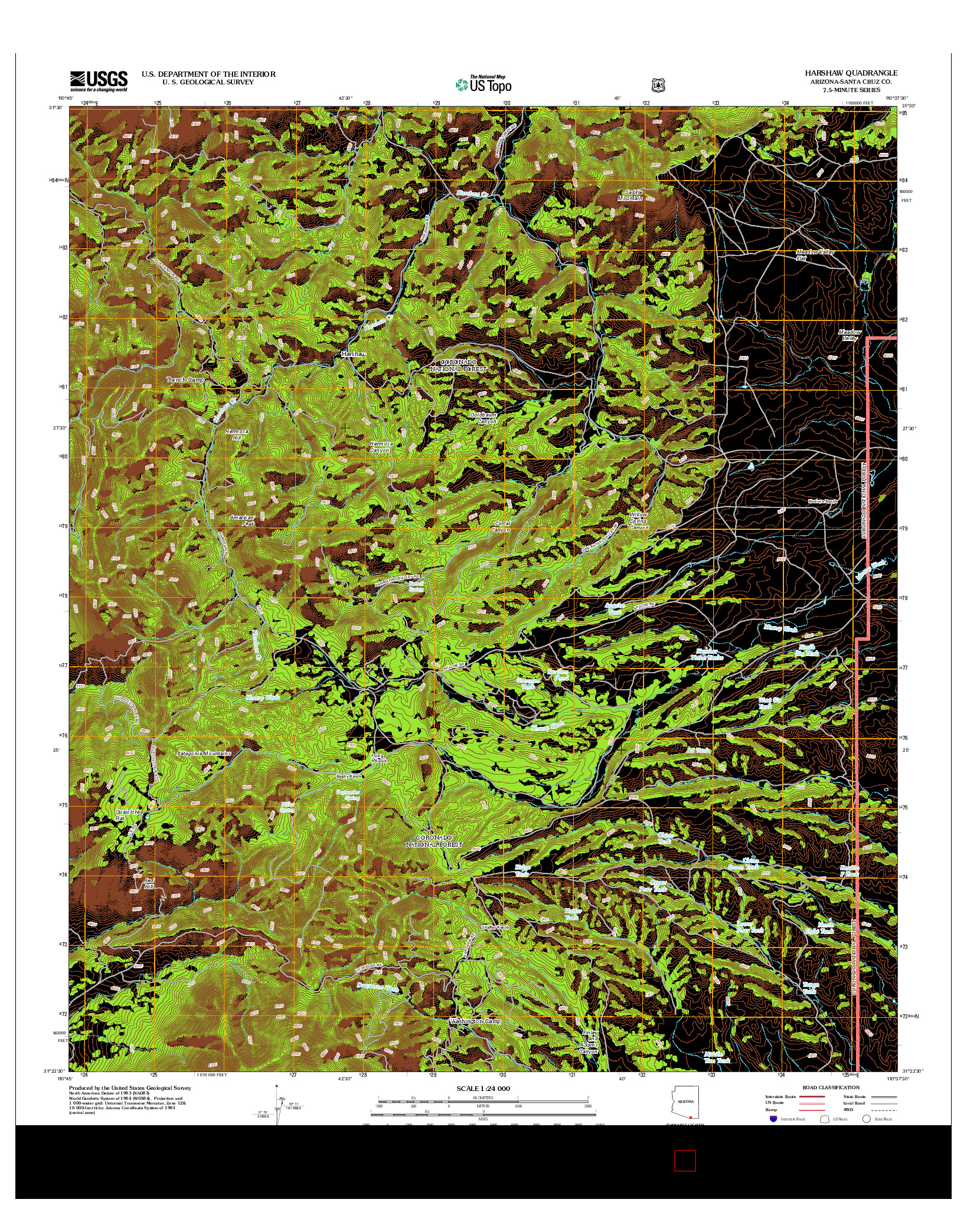 USGS US TOPO 7.5-MINUTE MAP FOR HARSHAW, AZ 2012