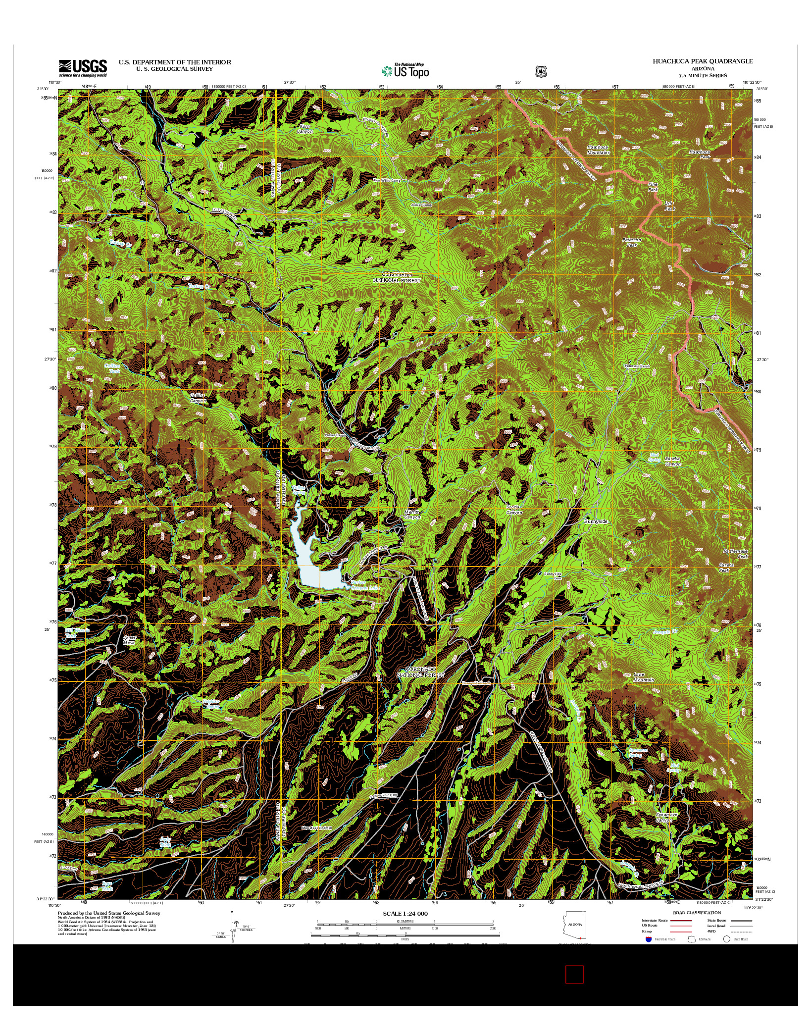 USGS US TOPO 7.5-MINUTE MAP FOR HUACHUCA PEAK, AZ 2012