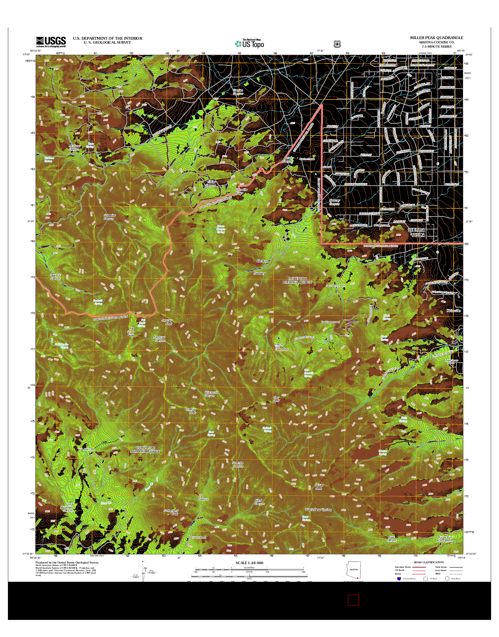 USGS US TOPO 7.5-MINUTE MAP FOR MILLER PEAK, AZ 2012