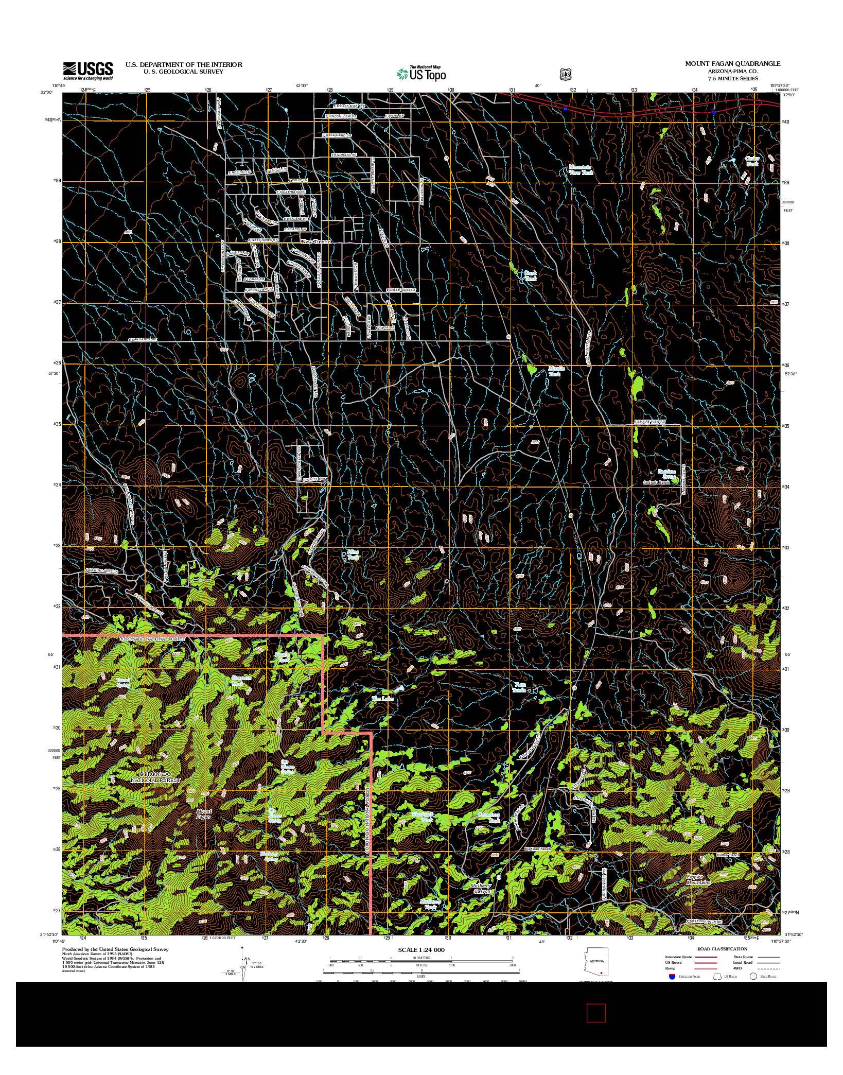 USGS US TOPO 7.5-MINUTE MAP FOR MOUNT FAGAN, AZ 2012