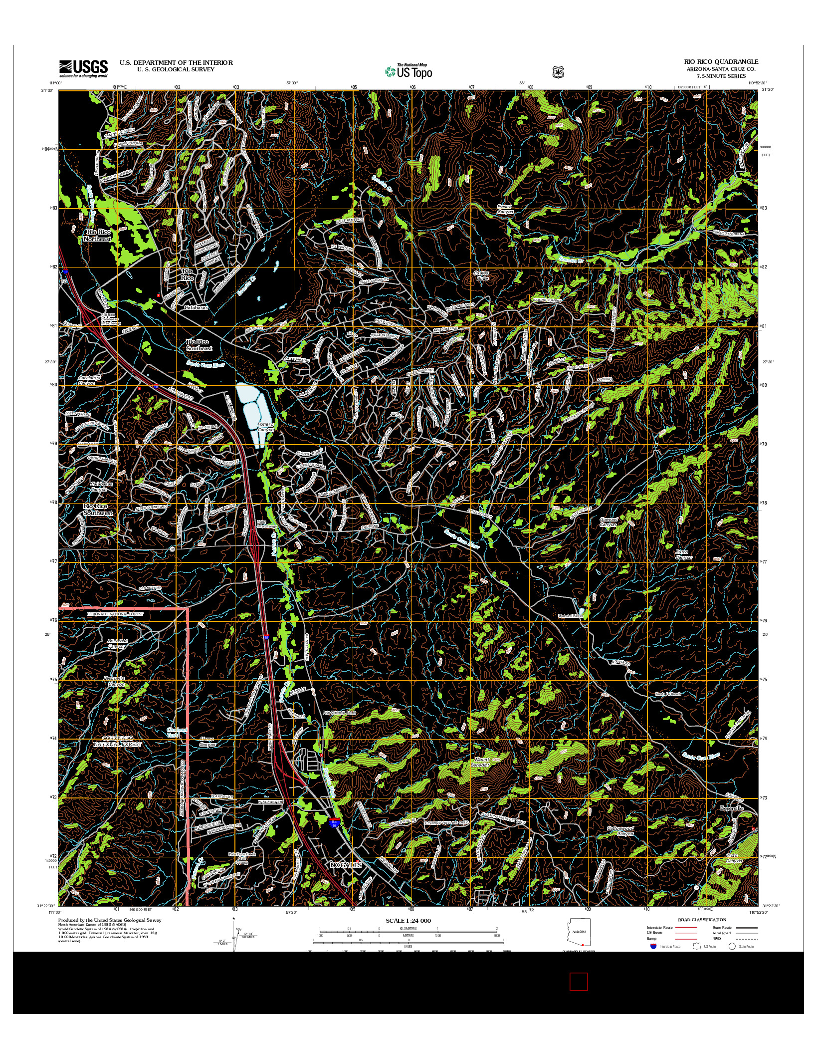 USGS US TOPO 7.5-MINUTE MAP FOR RIO RICO, AZ 2012