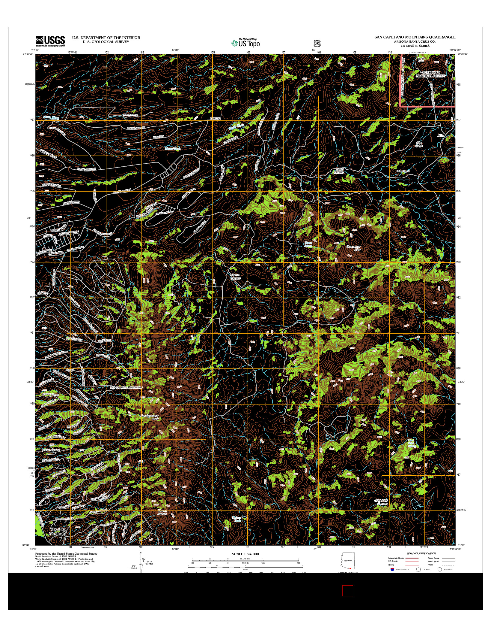 USGS US TOPO 7.5-MINUTE MAP FOR SAN CAYETANO MOUNTAINS, AZ 2012