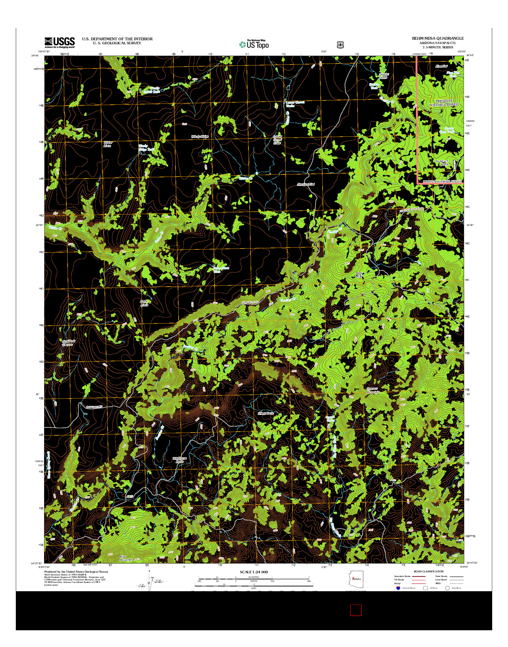 USGS US TOPO 7.5-MINUTE MAP FOR BEHM MESA, AZ 2012