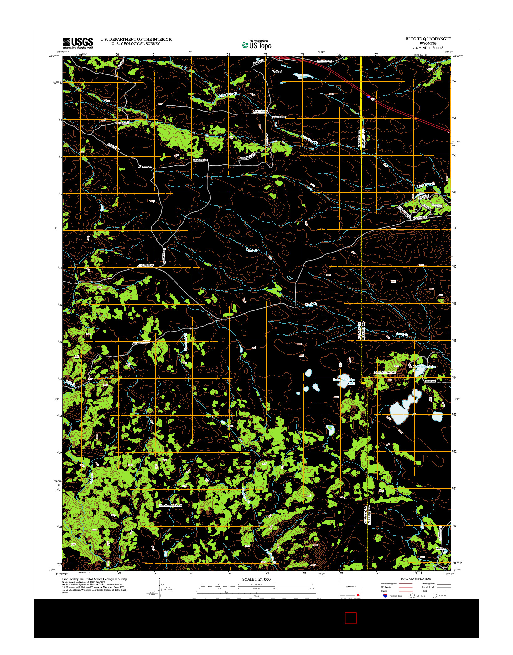 USGS US TOPO 7.5-MINUTE MAP FOR BUFORD, WY 2012