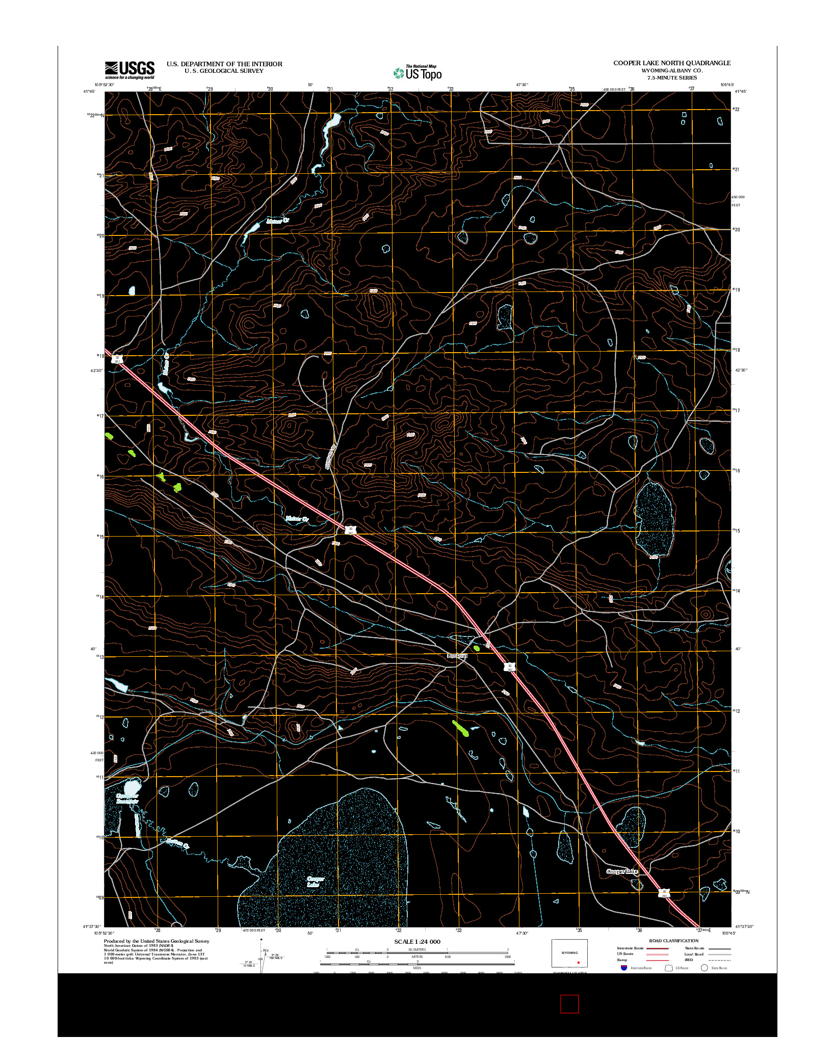 USGS US TOPO 7.5-MINUTE MAP FOR COOPER LAKE NORTH, WY 2012